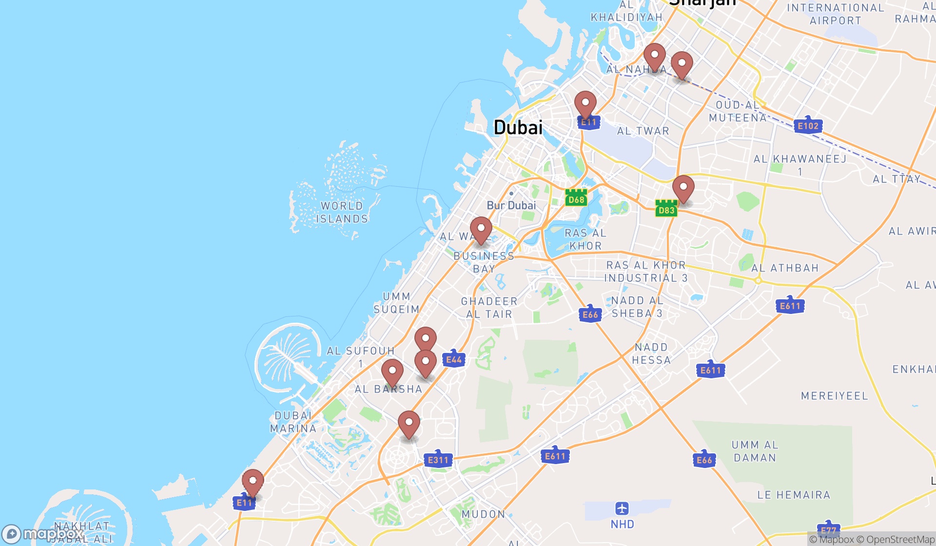 Map showing the ranked flavours fragrances and aroma suppliers in Dubai, Dubai