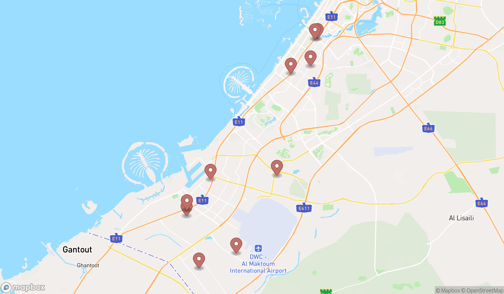 Map showing the ranked fmcg manufacturers in Dubai, Dubai