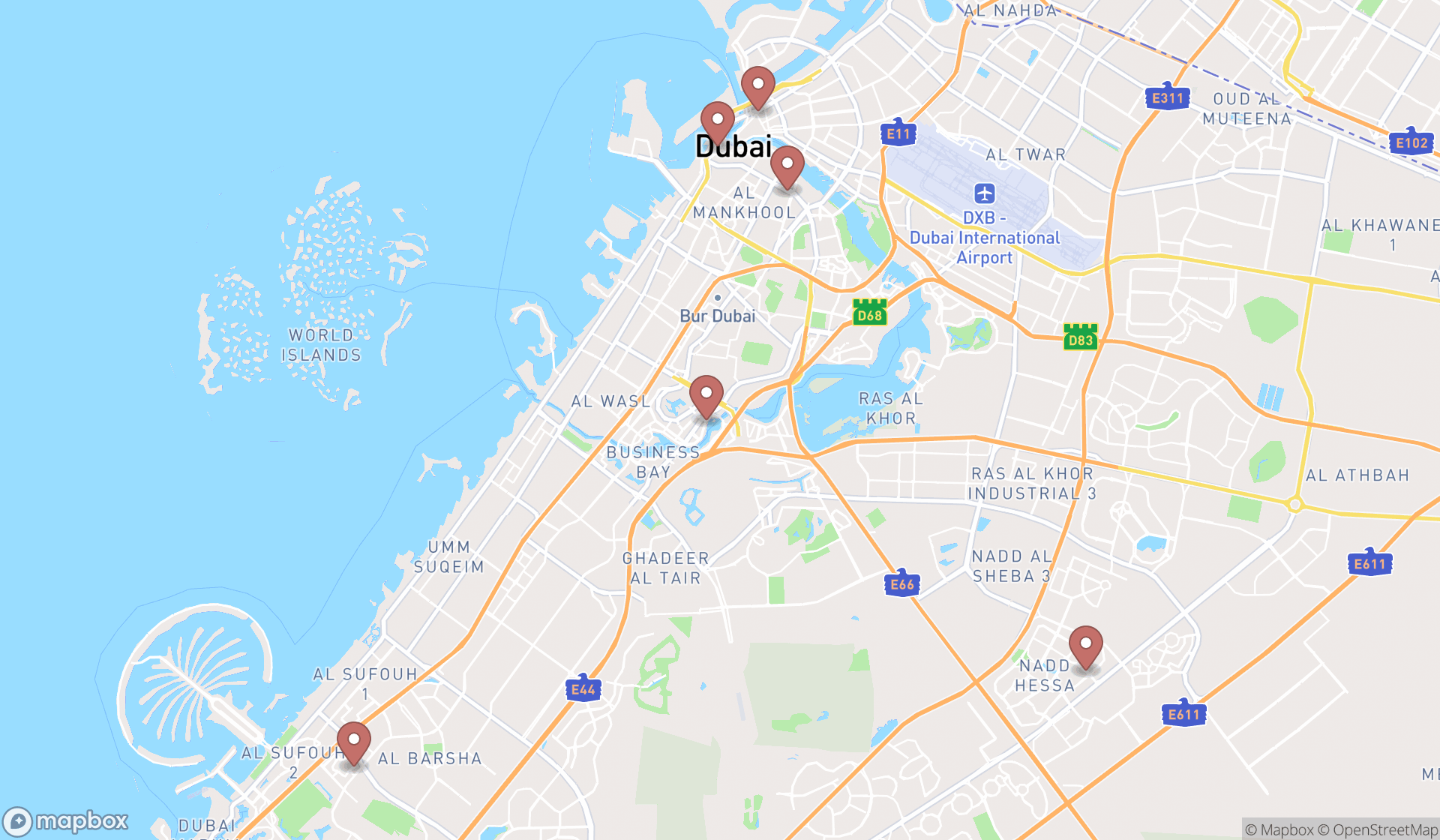 Map showing the ranked food seasoning manufacturers in Dubai, Dubai