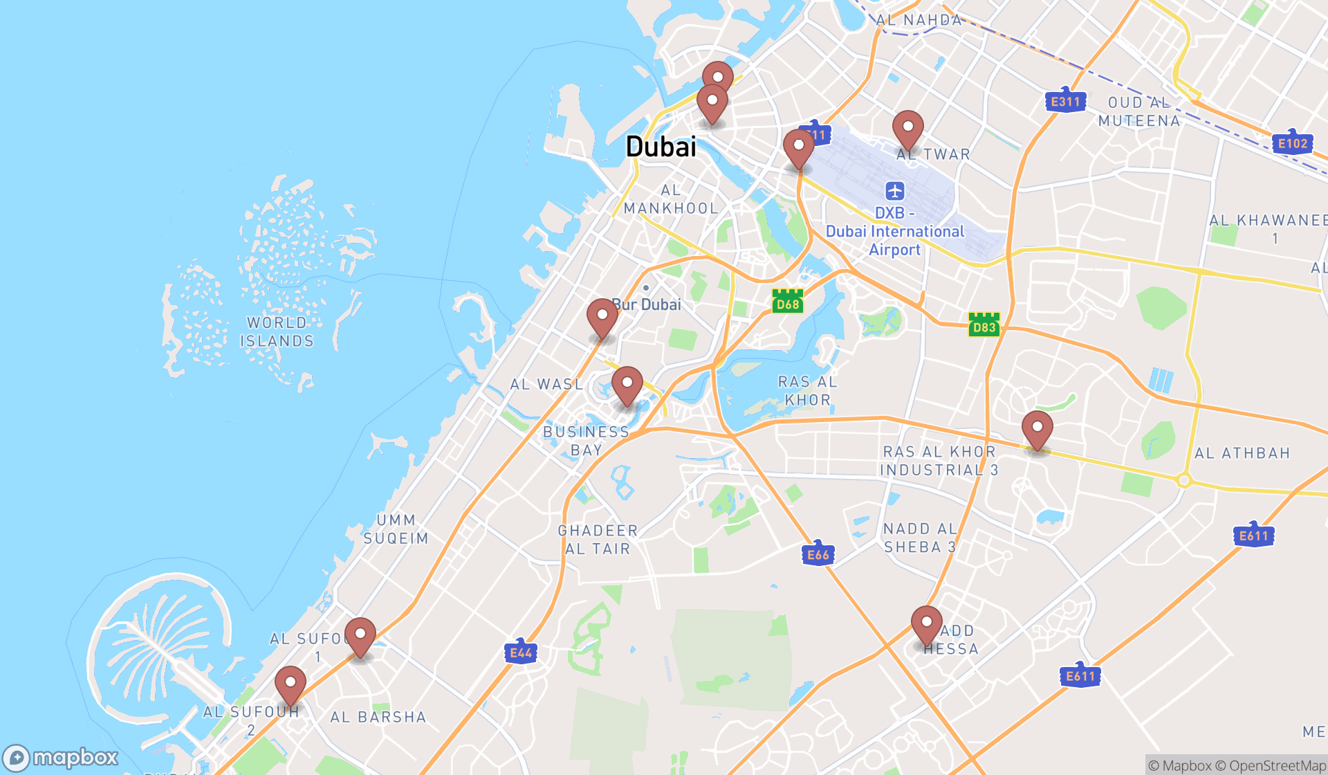 Map showing the ranked foreign trade consultants in Dubai, Dubai