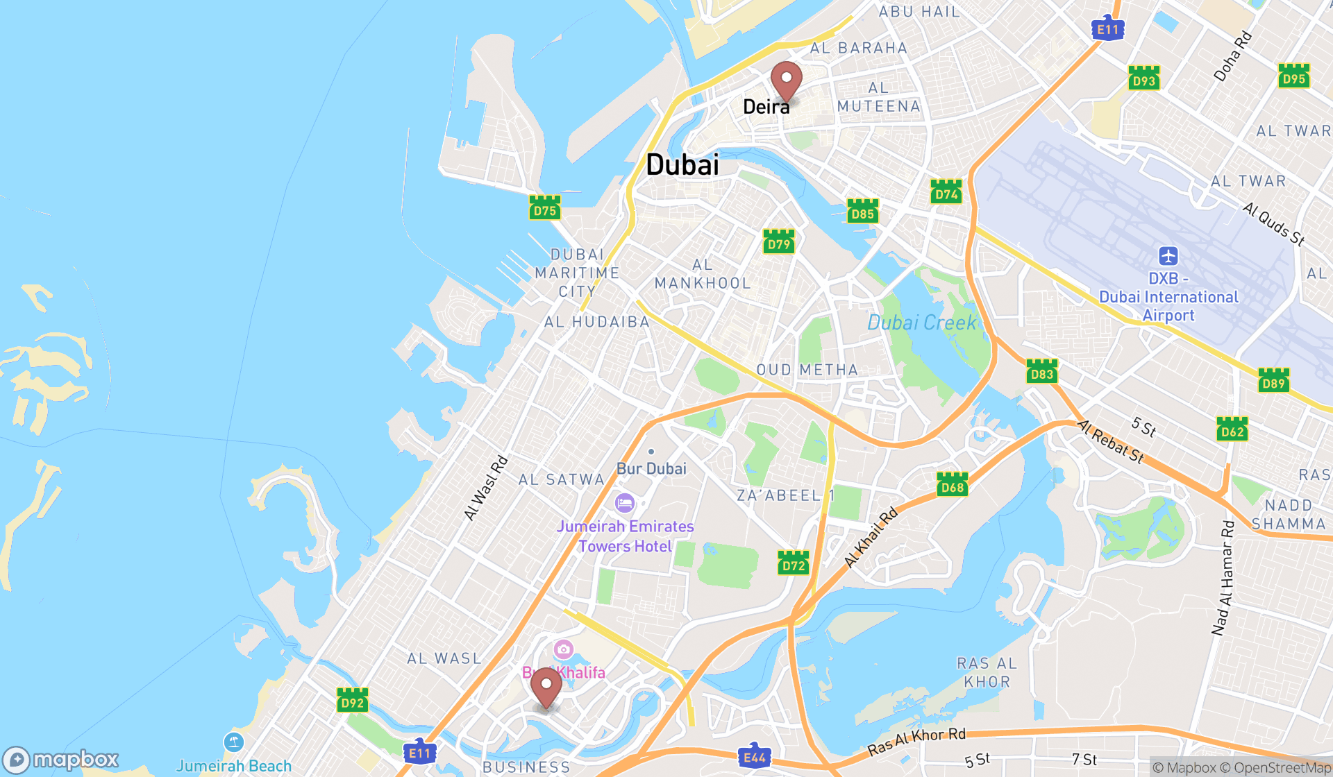 Map showing the ranked fortune telling services in Dubai, Dubai
