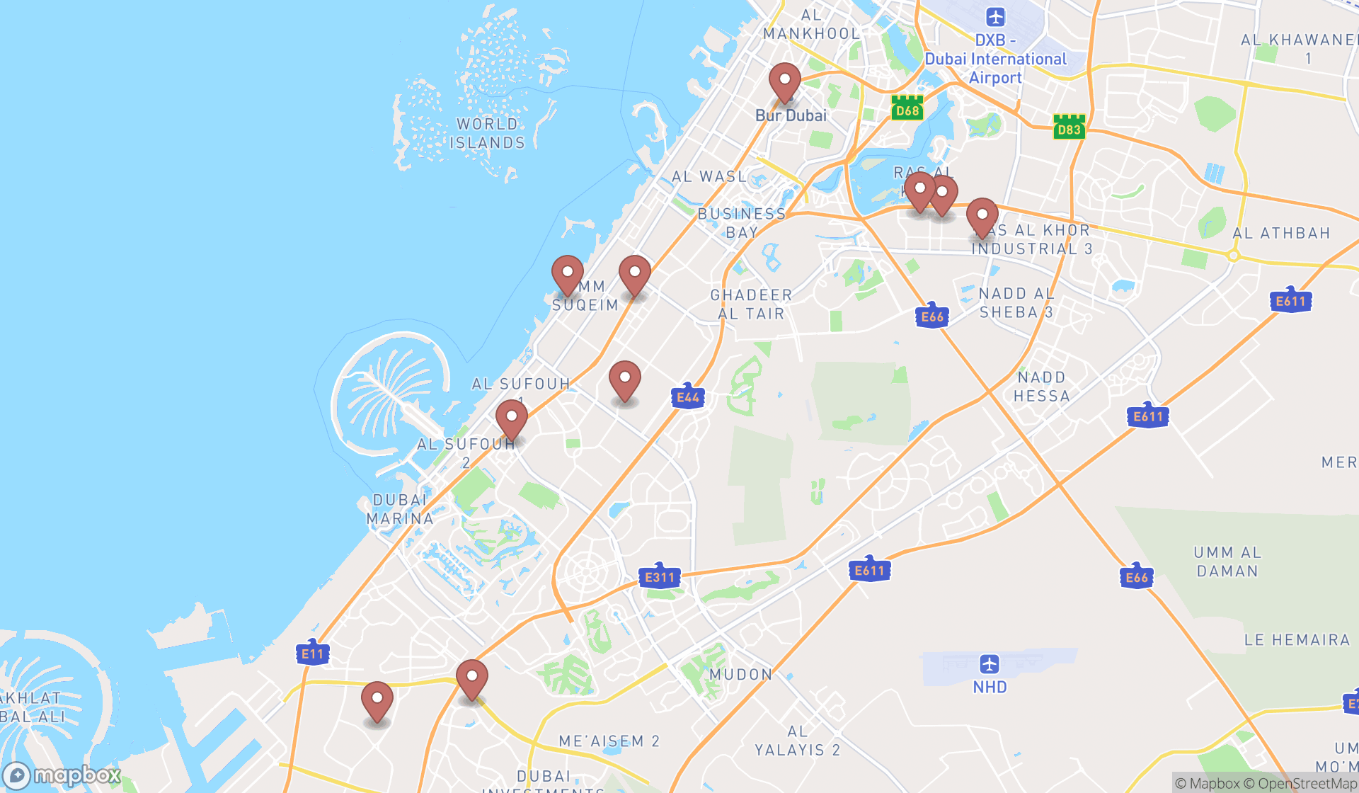 Map showing the ranked fuel suppliers in Dubai, Dubai