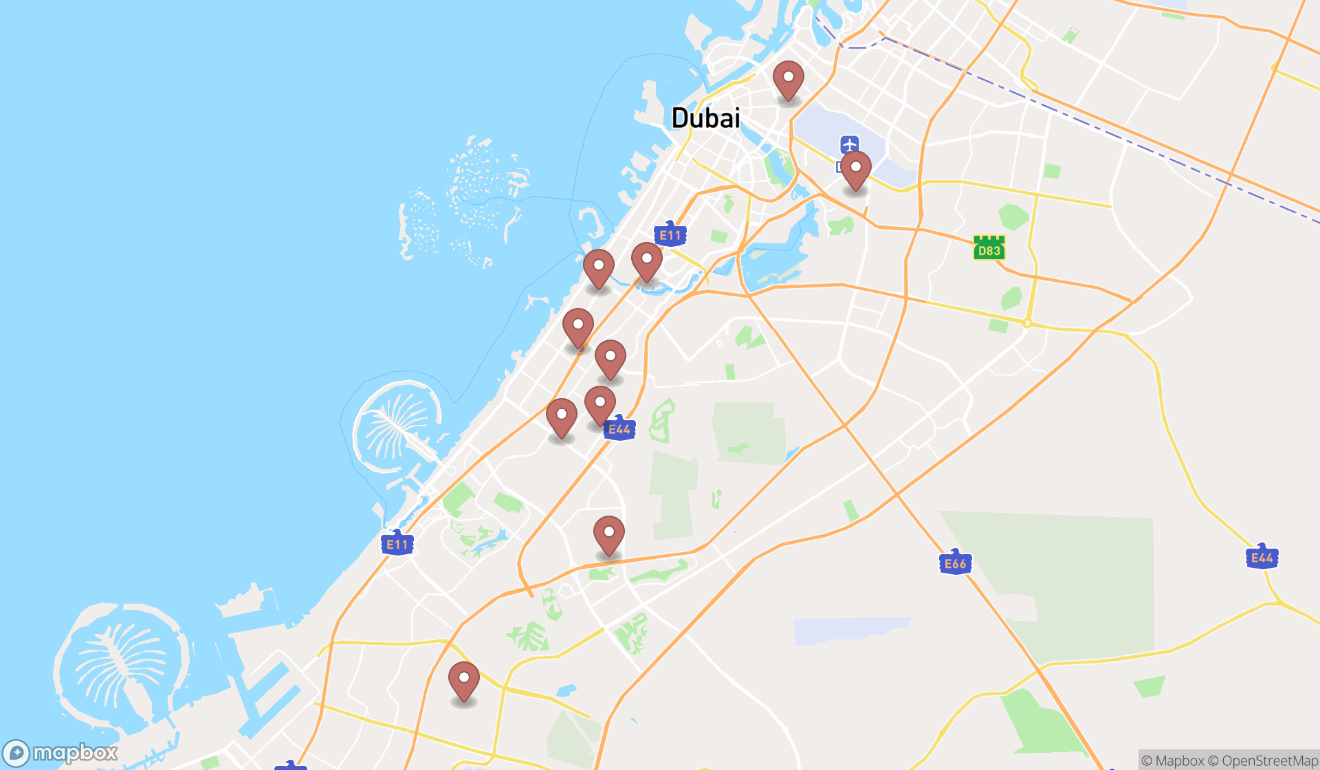 Map showing the ranked furniture makers in Dubai, Dubai