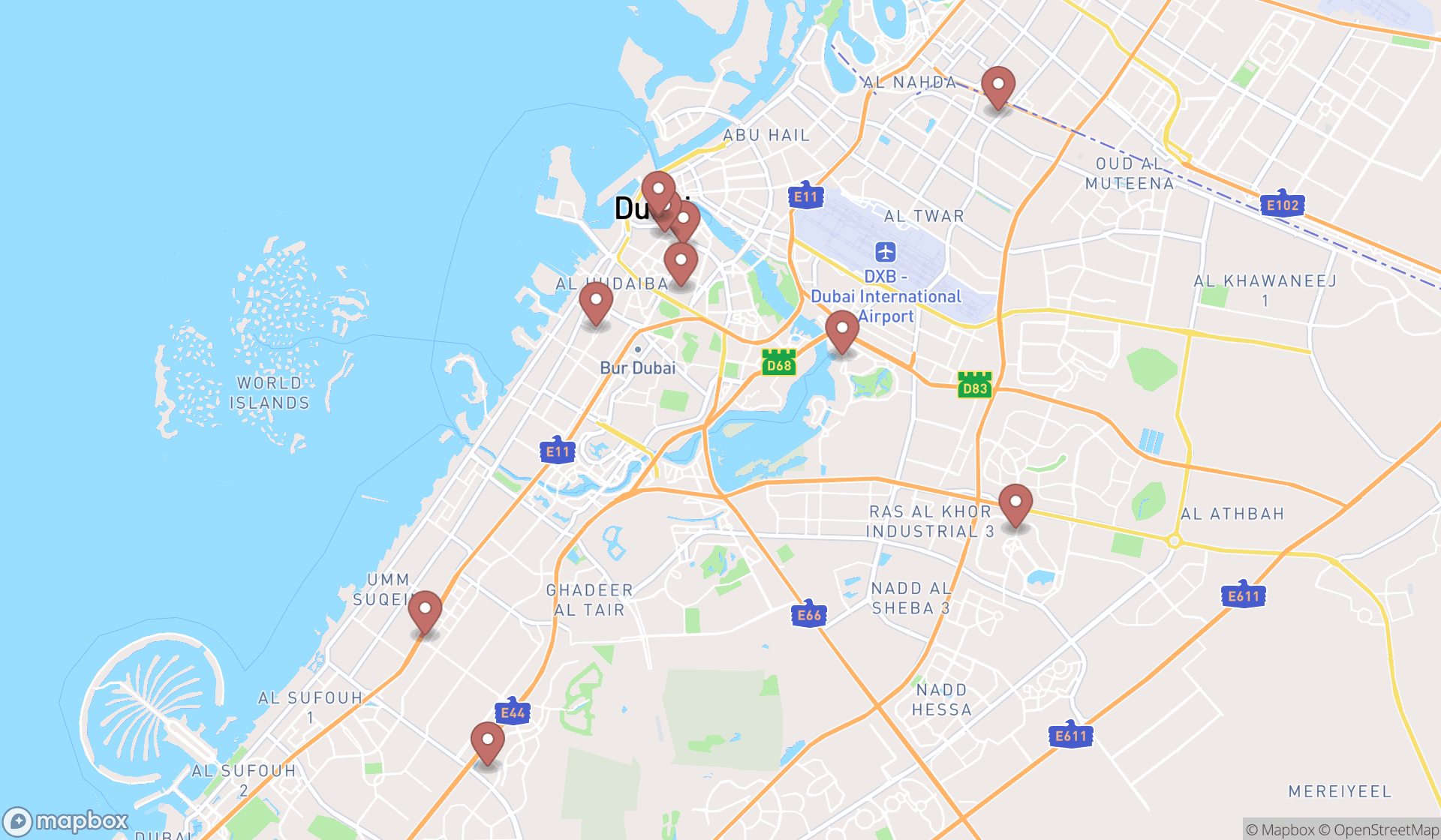 Map showing the ranked game stores in Dubai, Dubai