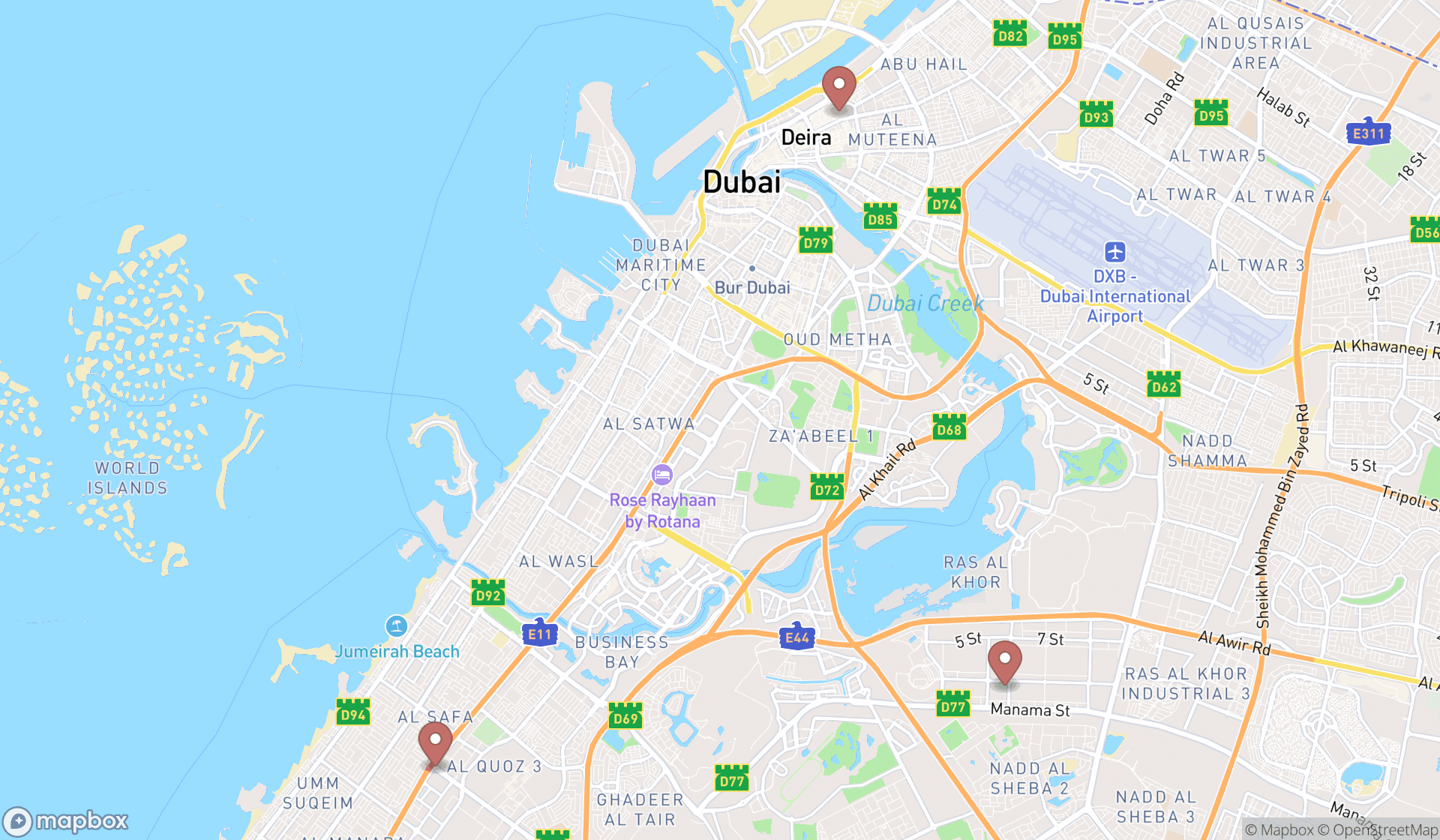 Map showing the ranked gardening products and services in Dubai, Dubai
