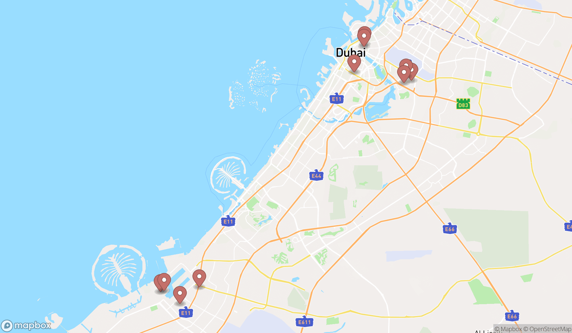 Map showing the ranked gasket manufacturers in Dubai, Dubai