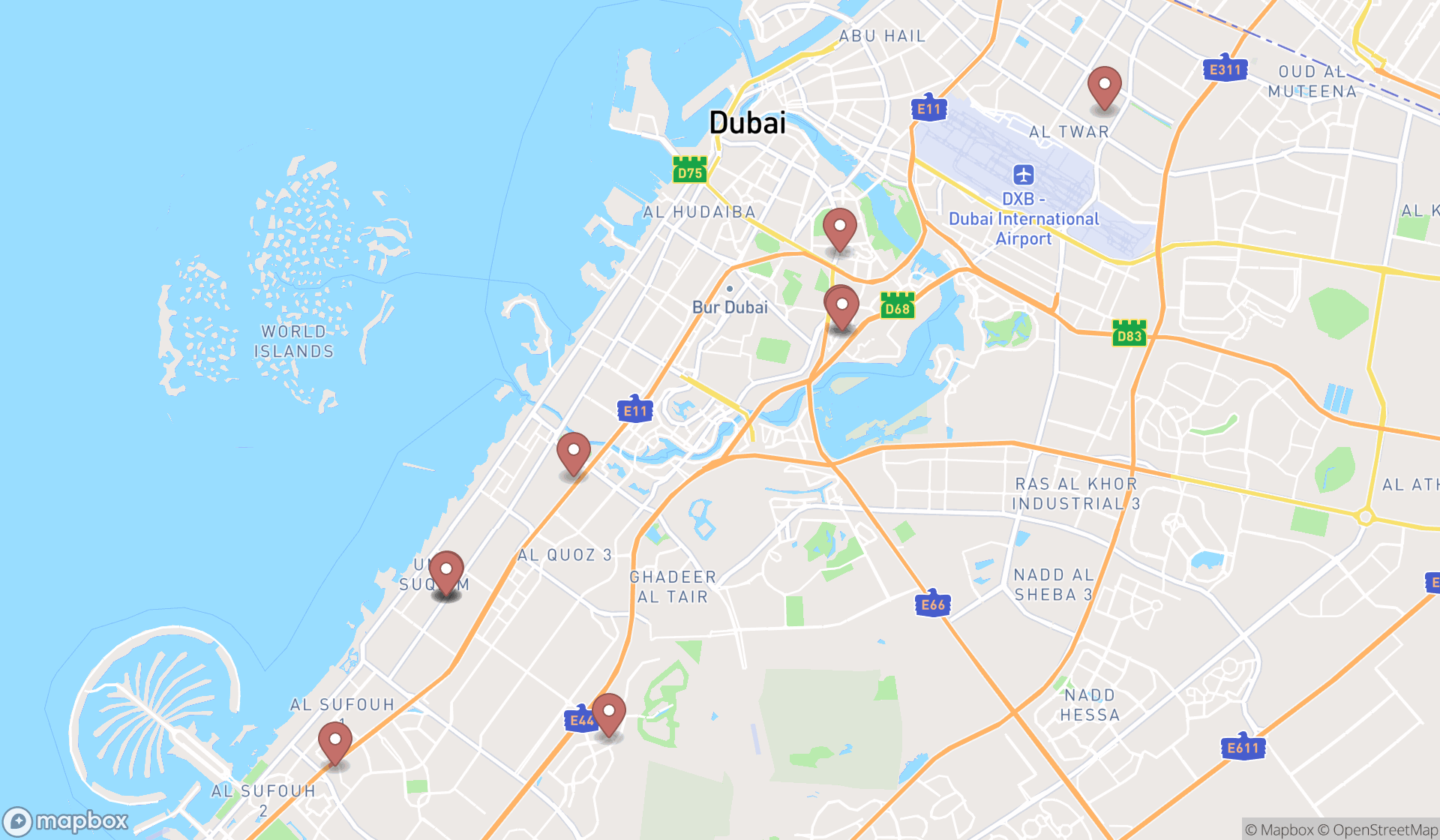 Map showing the ranked gastroenterologists in Dubai, Dubai