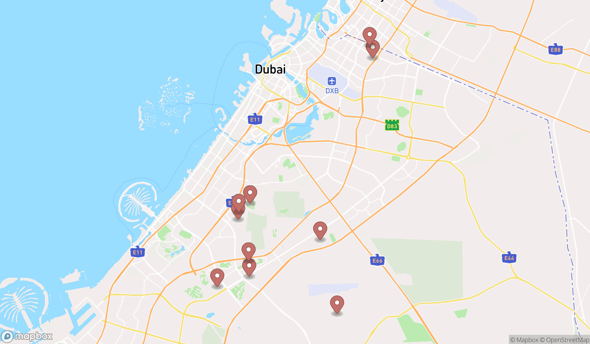 Map showing the ranked gated communities in Dubai, Dubai