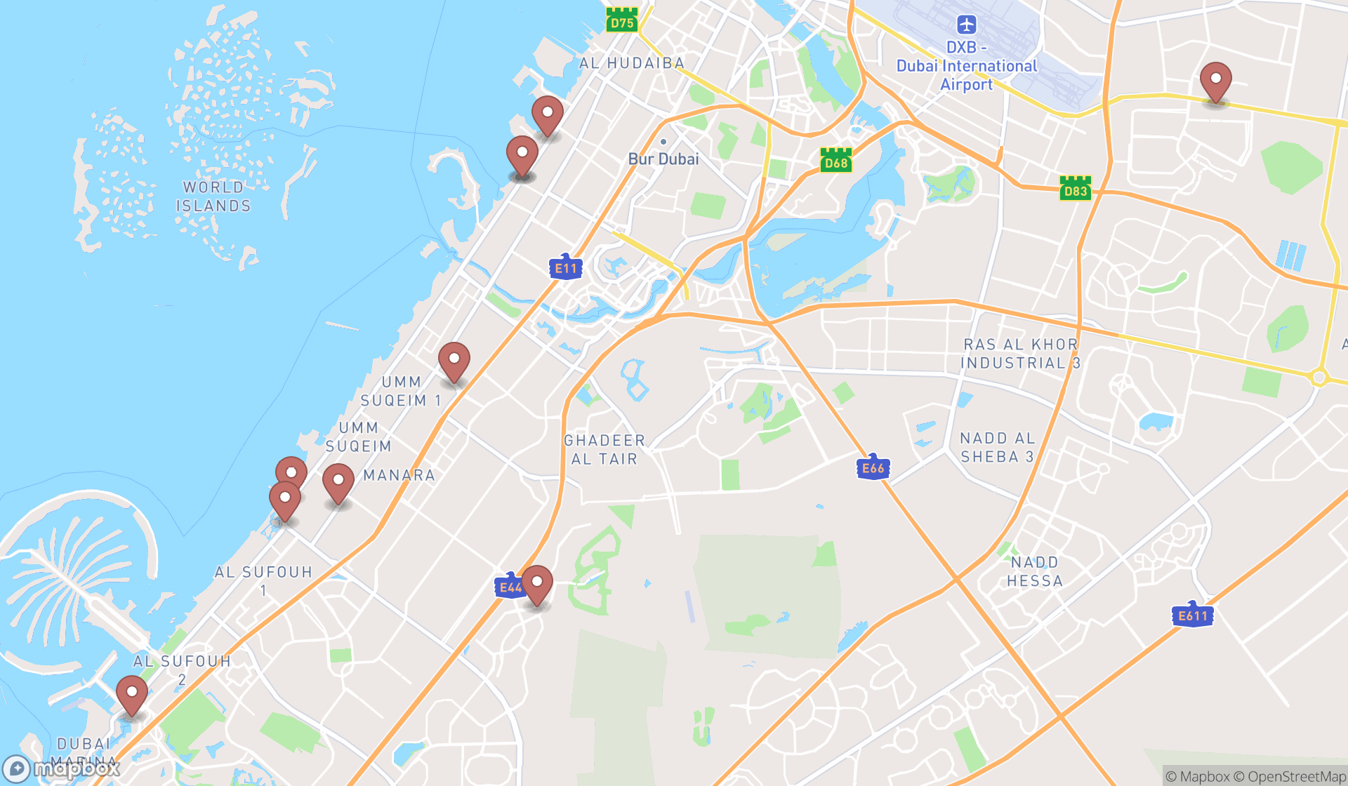 Map showing the ranked general practitioners in Dubai, Dubai
