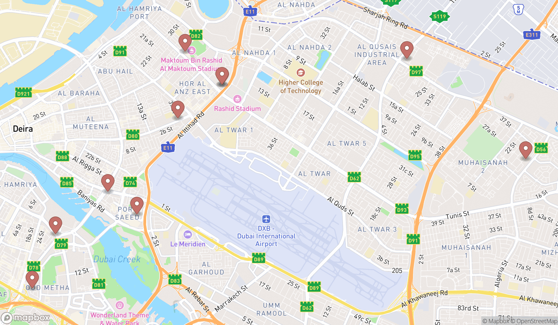 Map showing the ranked government economic programs in Dubai, Dubai