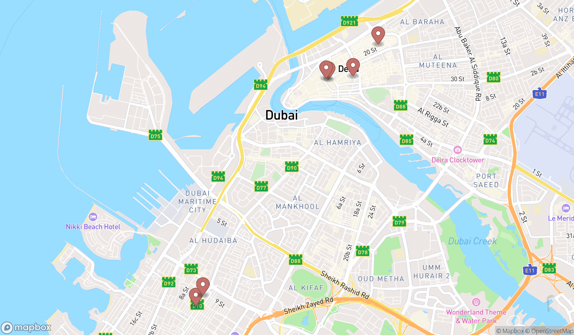 Map showing the ranked haberdasheries in Dubai, Dubai
