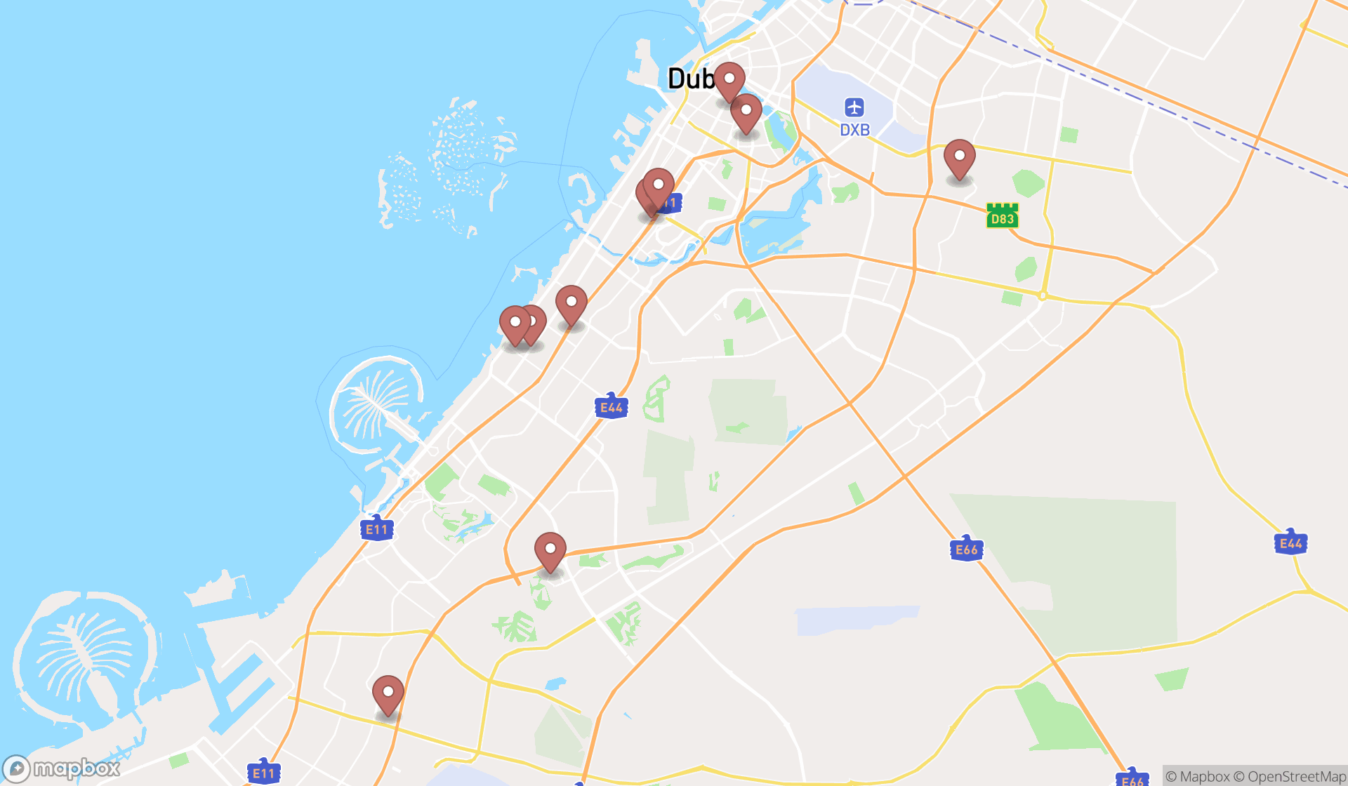 Map showing the ranked hair removal services in Dubai, Dubai