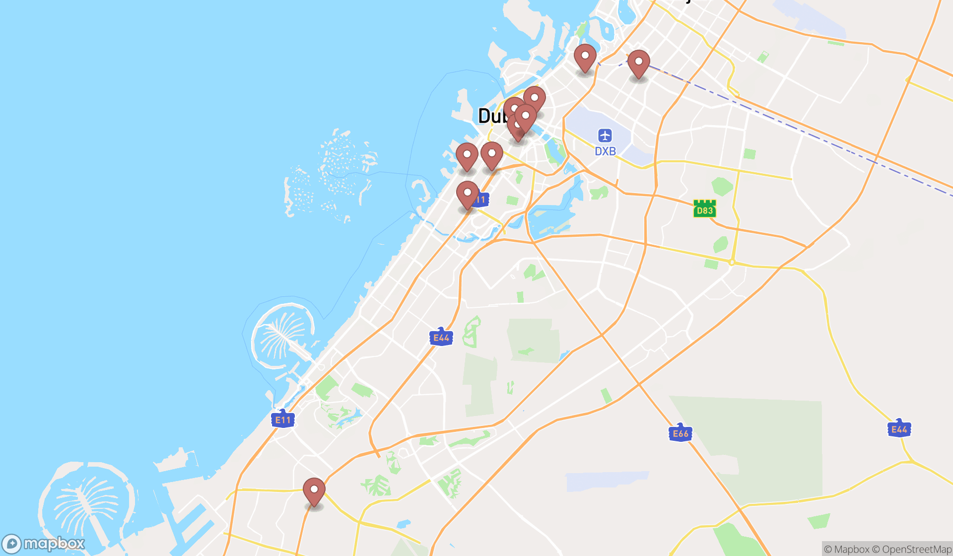 Map showing the ranked hair replacement services in Dubai, Dubai