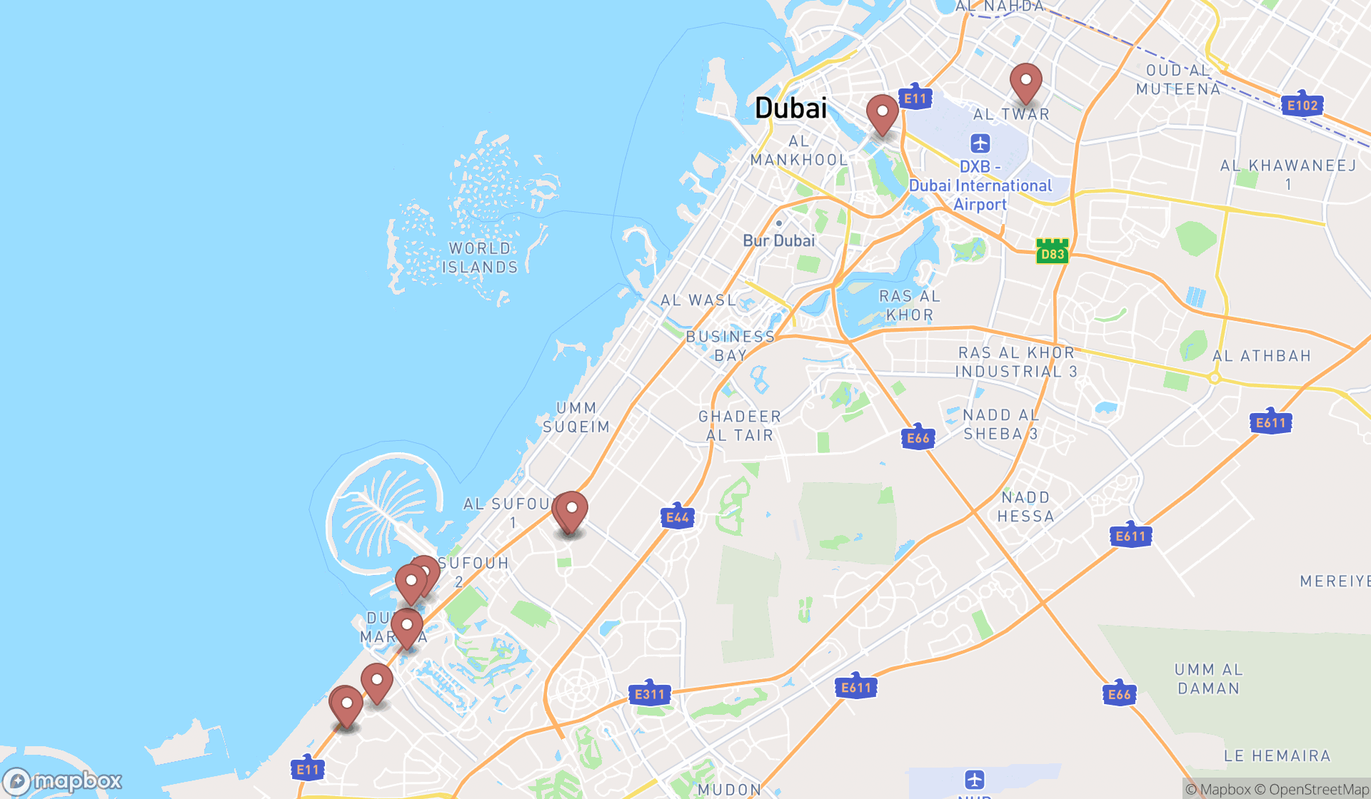 Map showing the ranked handyman/handywoman/handypersons in Dubai, Dubai