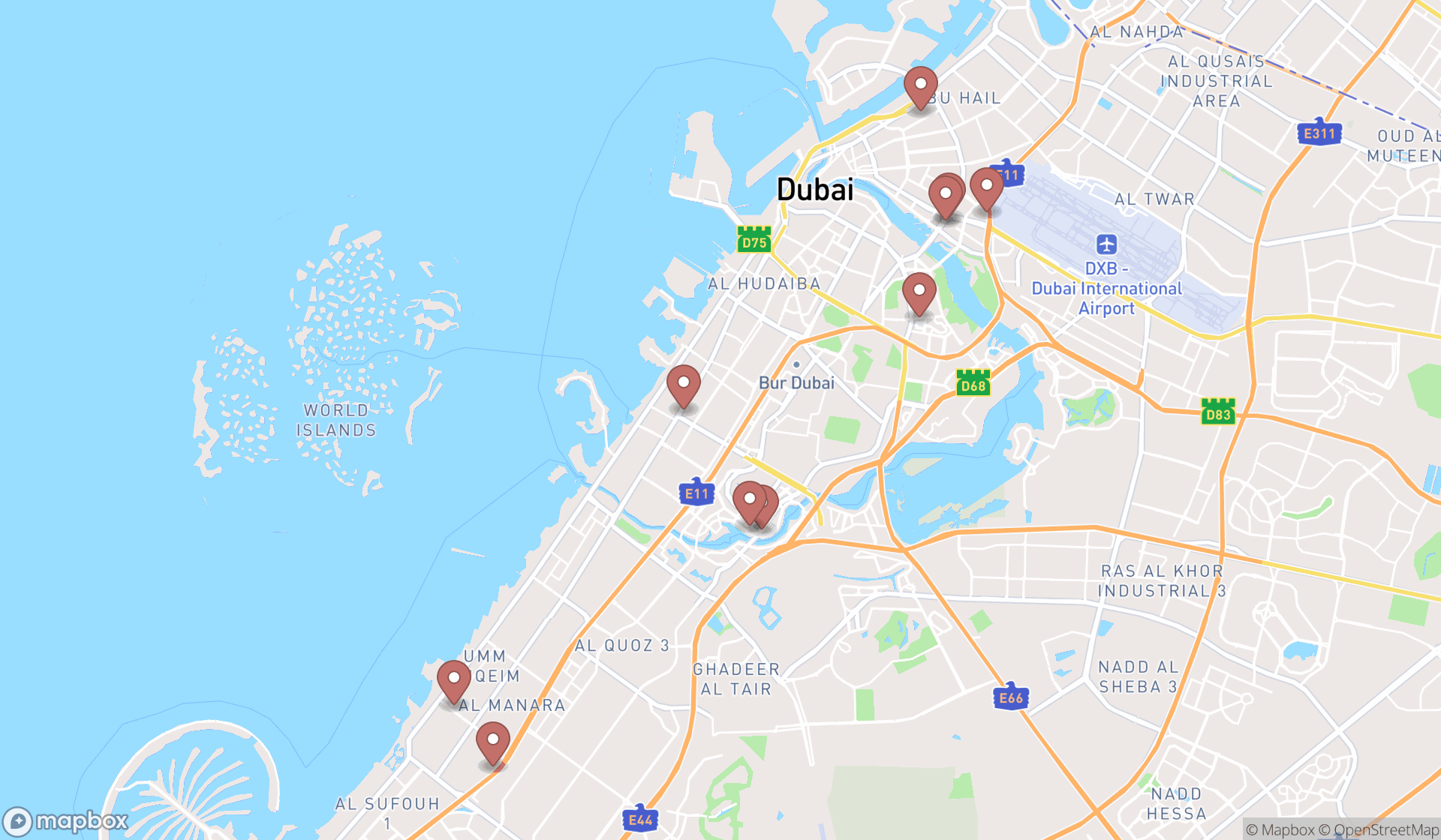 Map showing the ranked health consultants in Dubai, Dubai