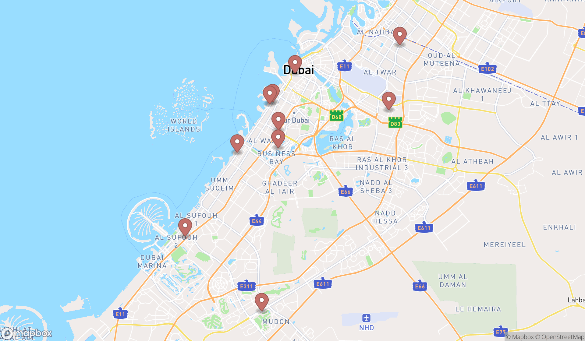 Map showing the ranked health counselors in Dubai, Dubai