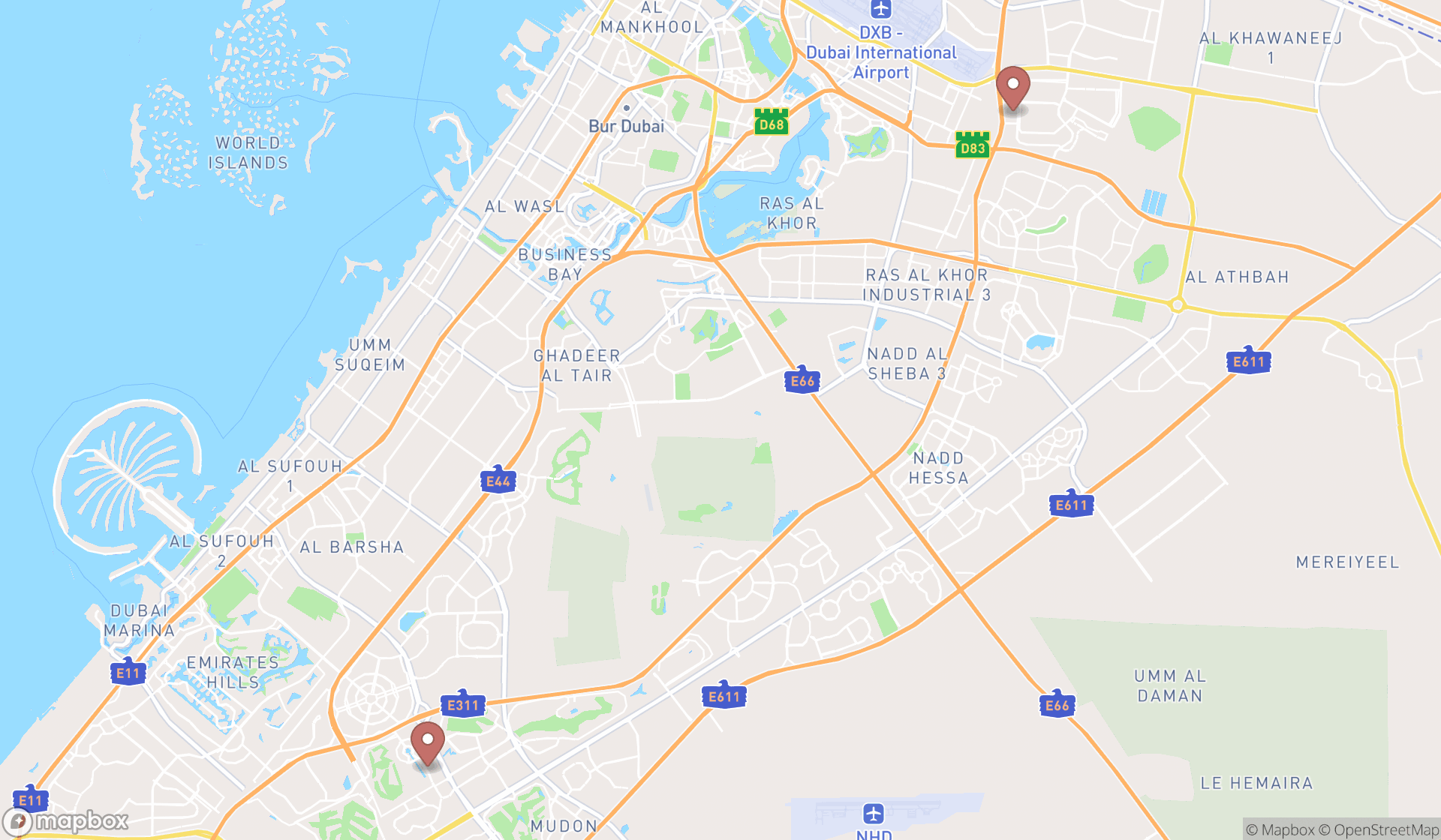 Map showing the ranked hockey clubs in Dubai, Dubai