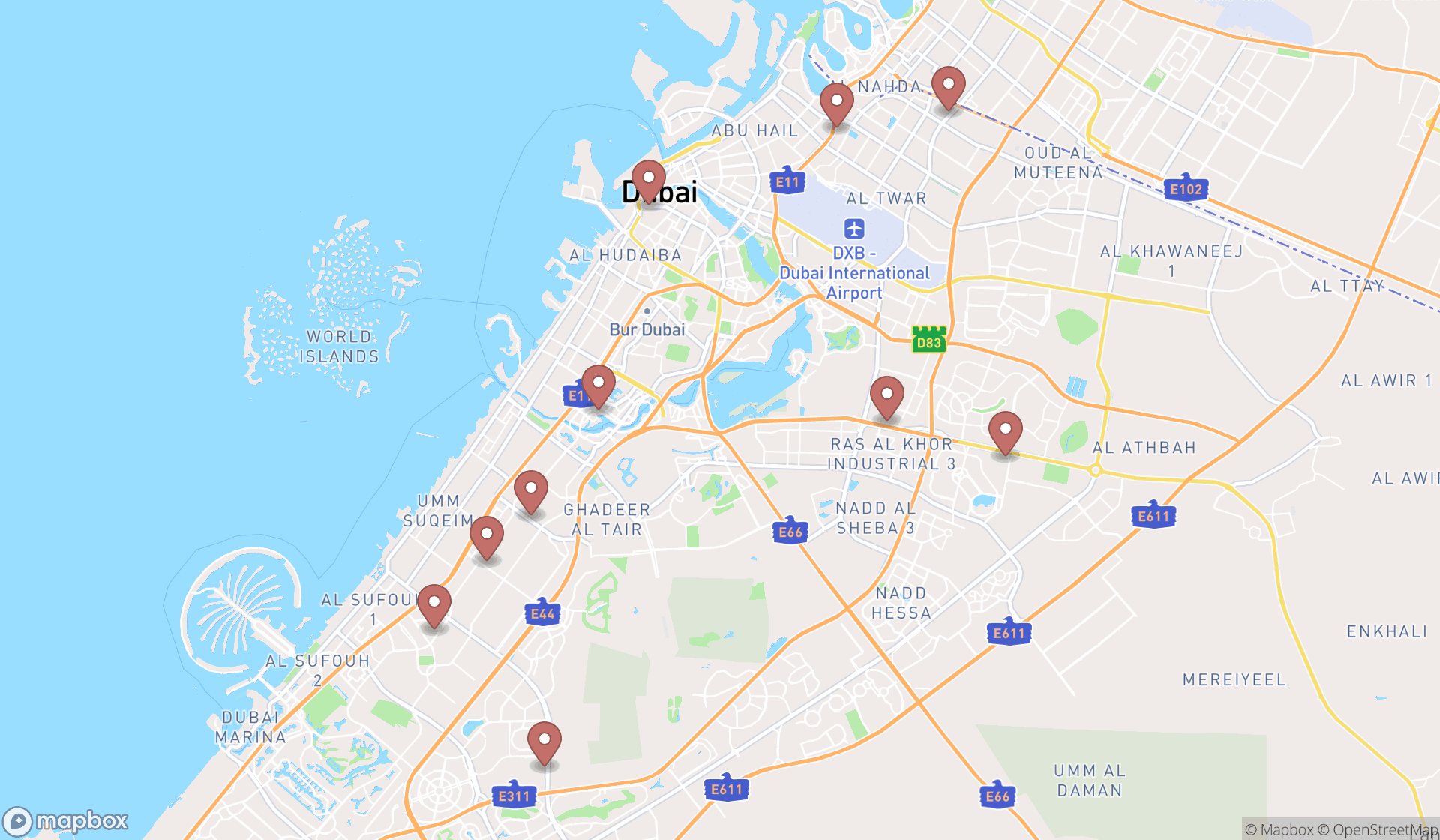 Map showing the ranked home automation companies in Dubai, Dubai