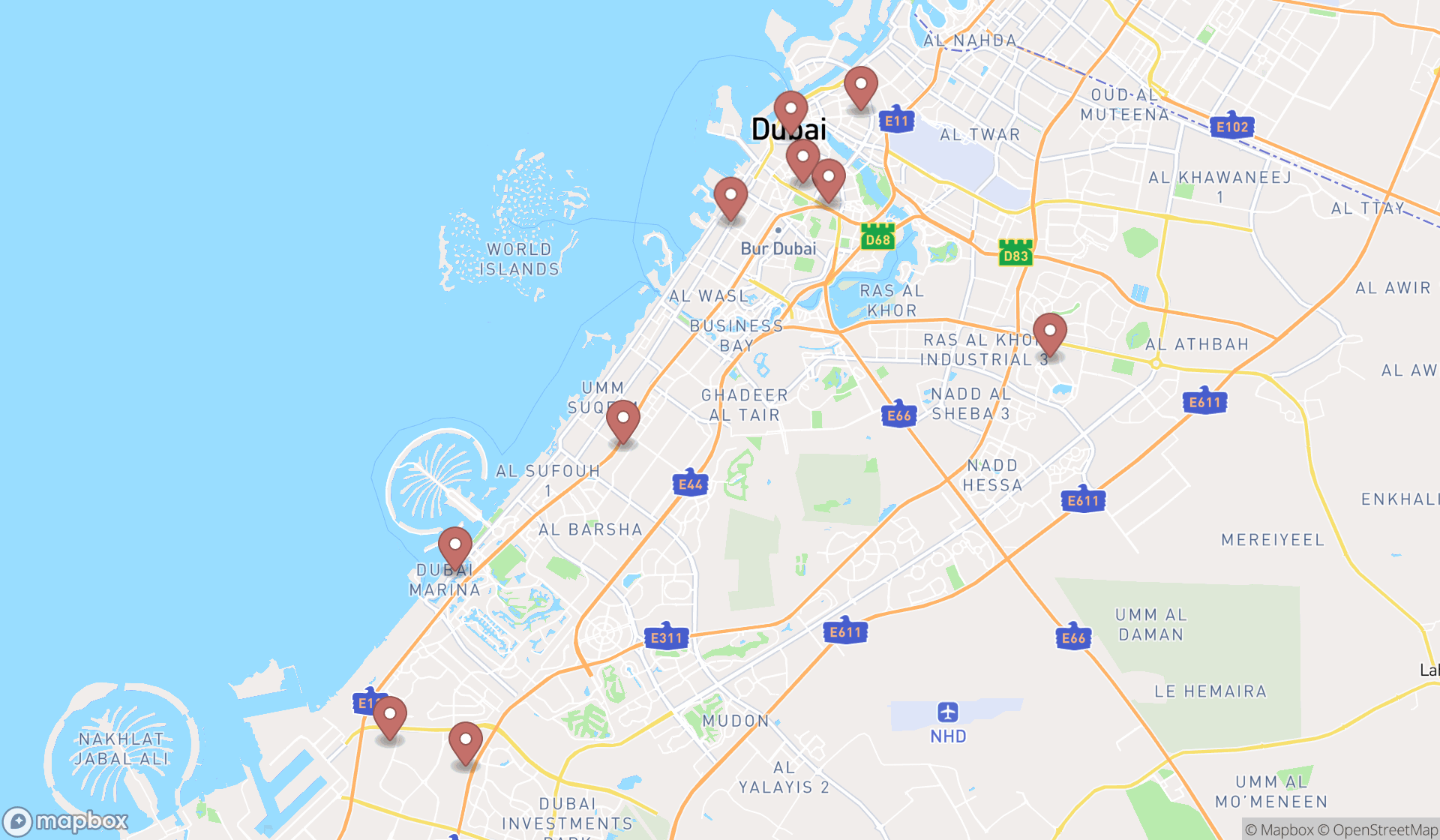 Map showing the ranked home helps in Dubai, Dubai