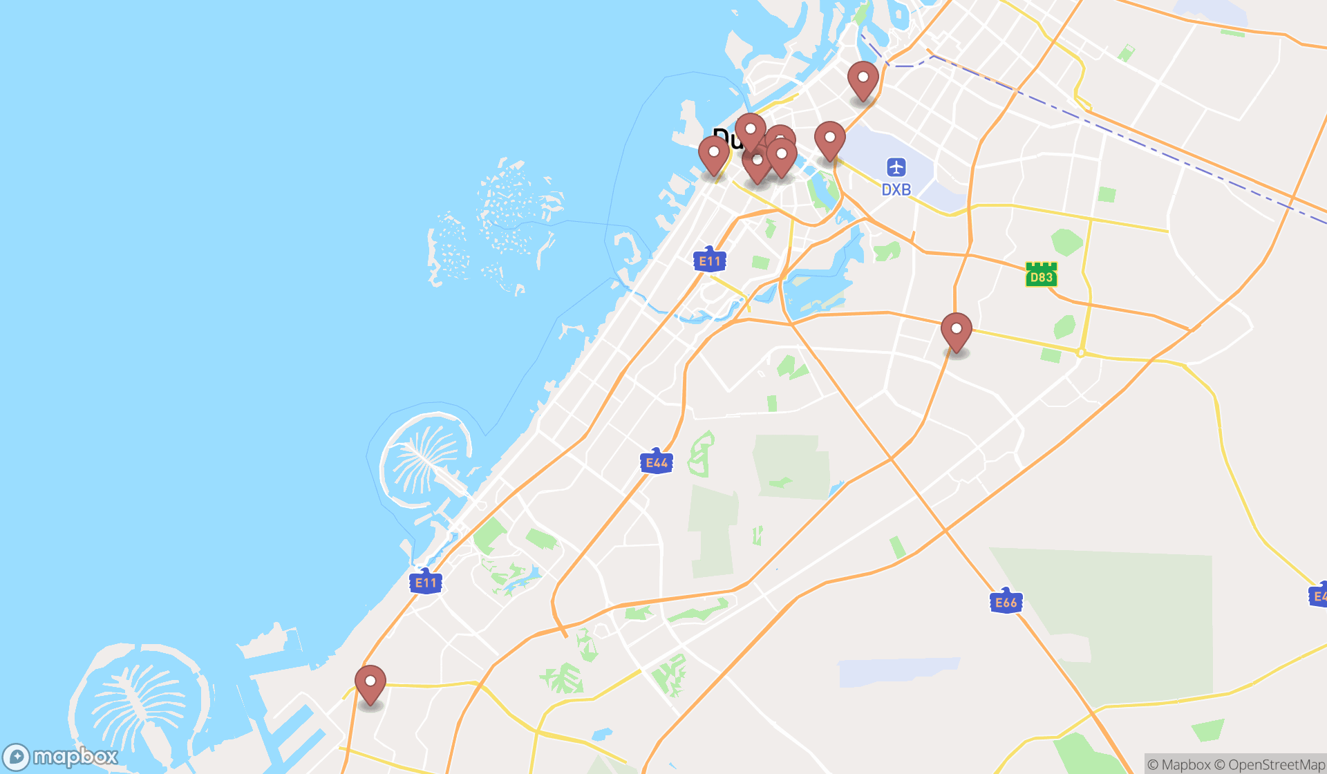 Map showing the ranked homeopathic pharmacies in Dubai, Dubai