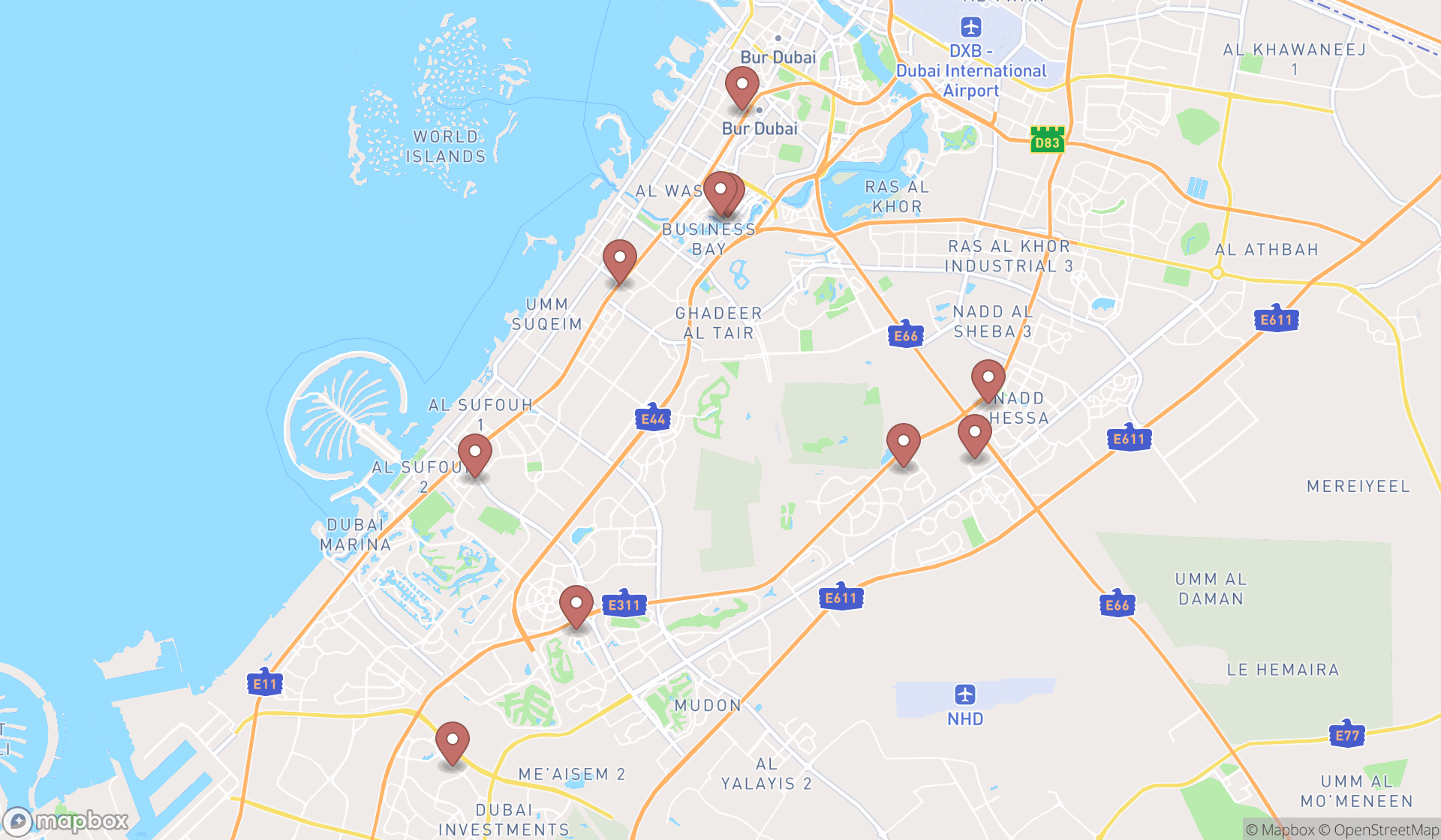 Map showing the ranked homeowners' associations in Dubai, Dubai