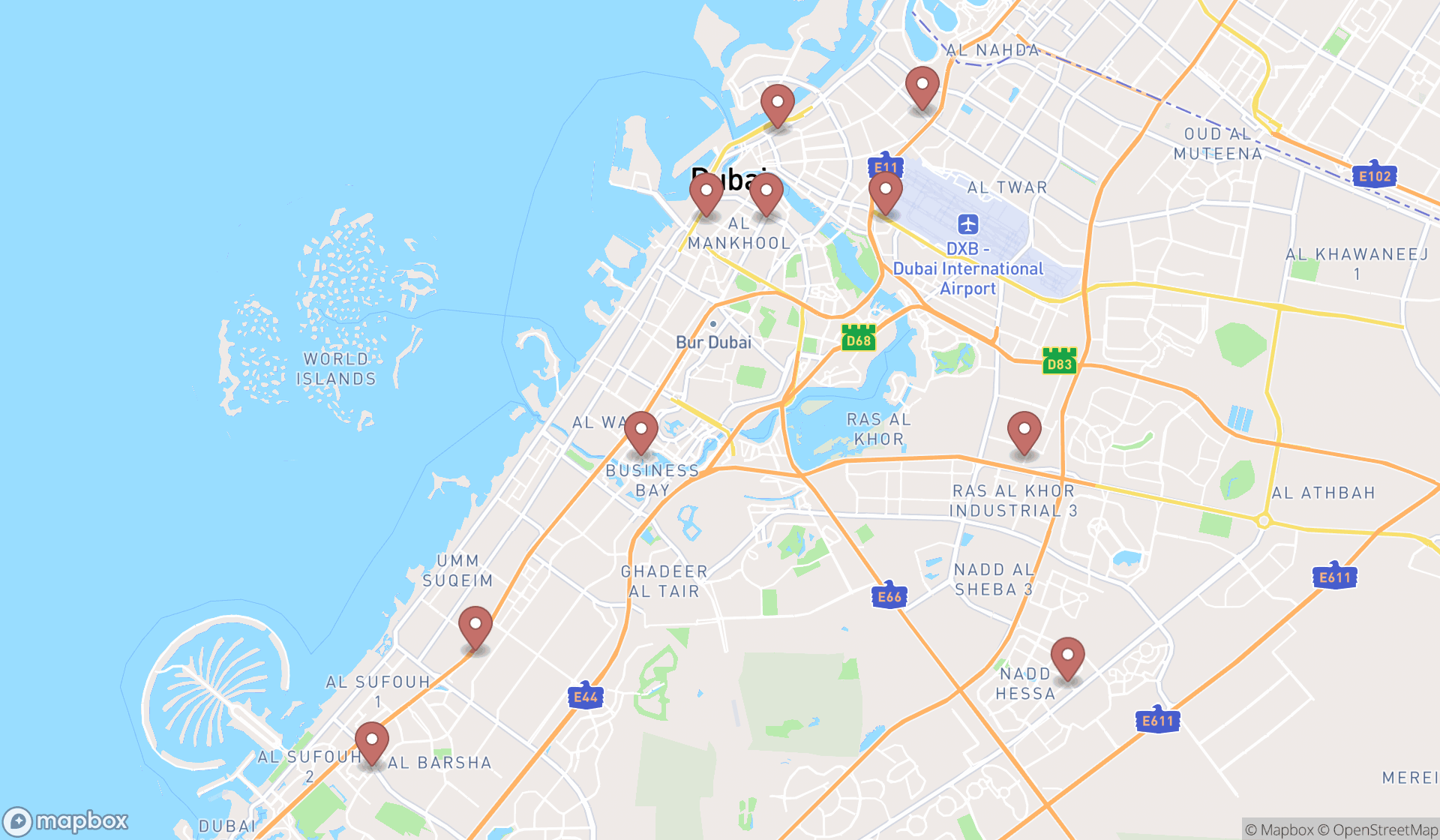 Map showing the ranked house sitter agencies in Dubai, Dubai