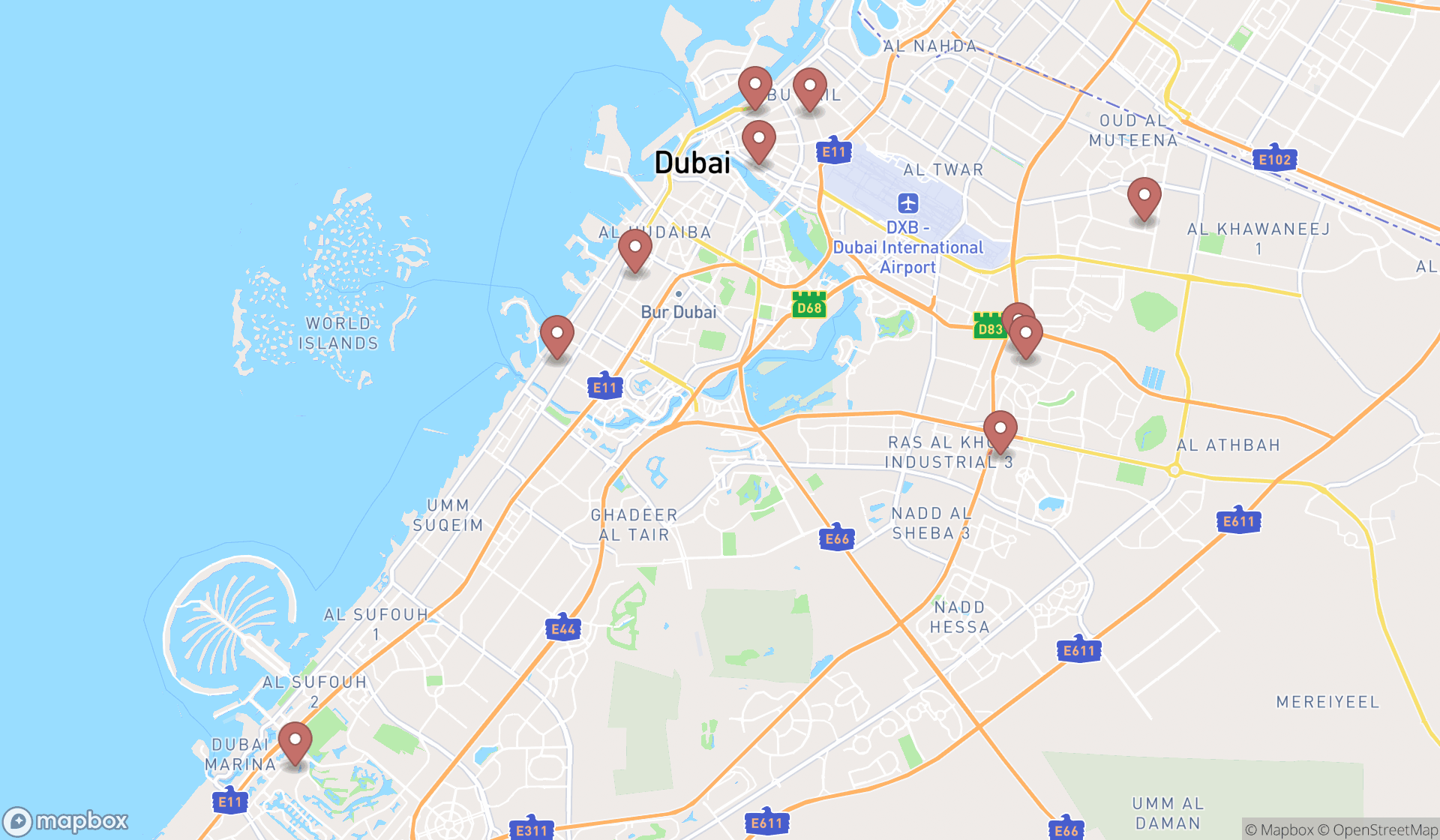 Map showing the ranked house sitters in Dubai, Dubai
