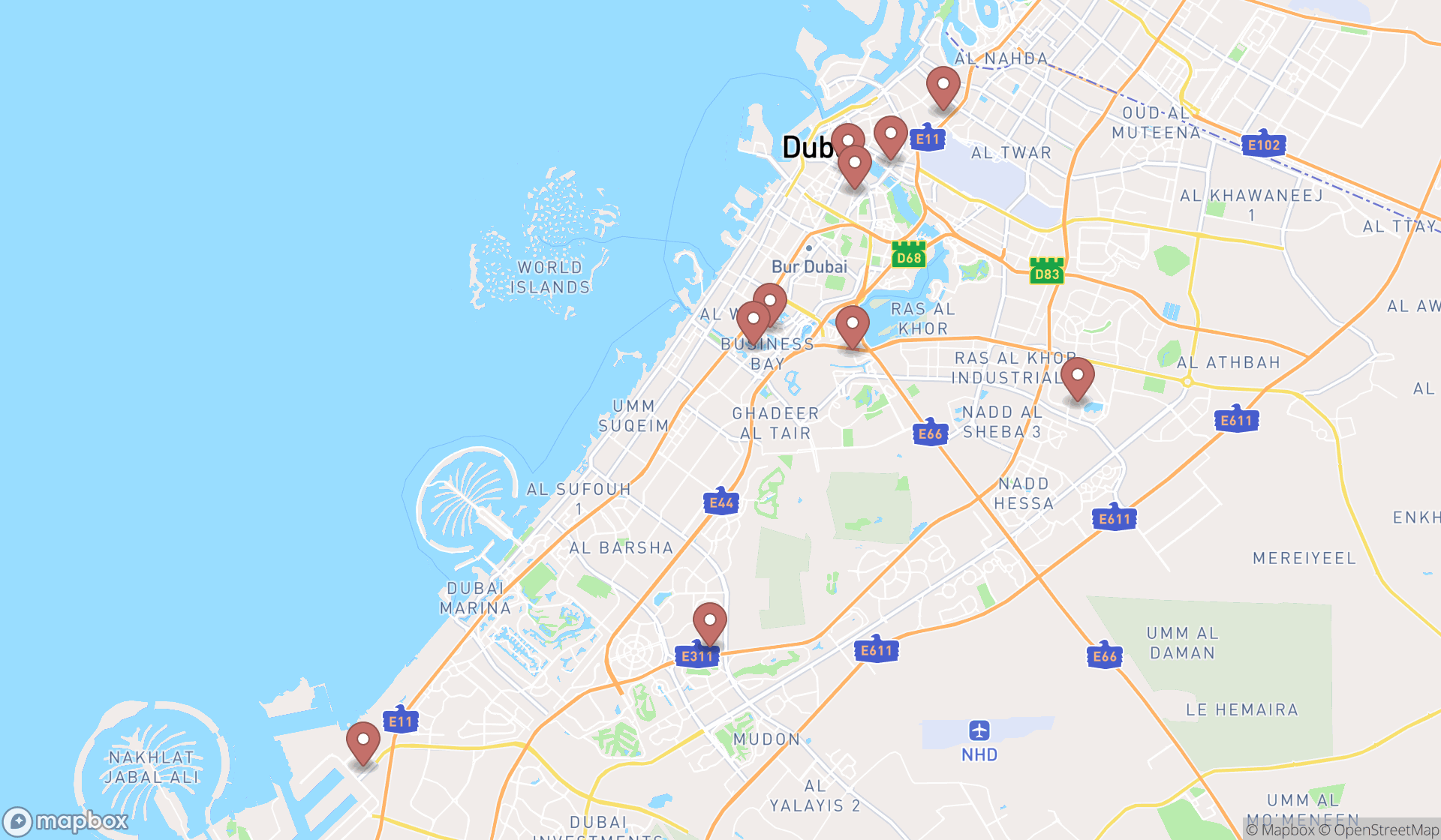 Map showing the ranked housing authorities in Dubai, Dubai