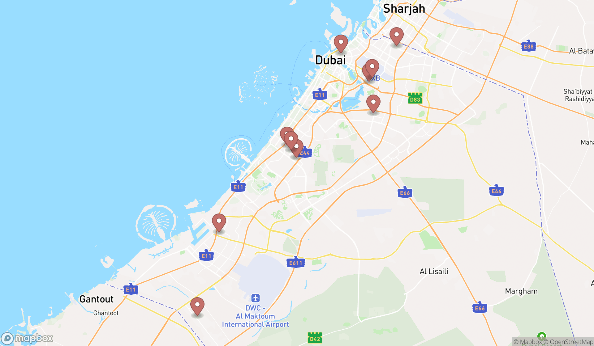 Map showing the ranked hydraulic engineers in Dubai, Dubai