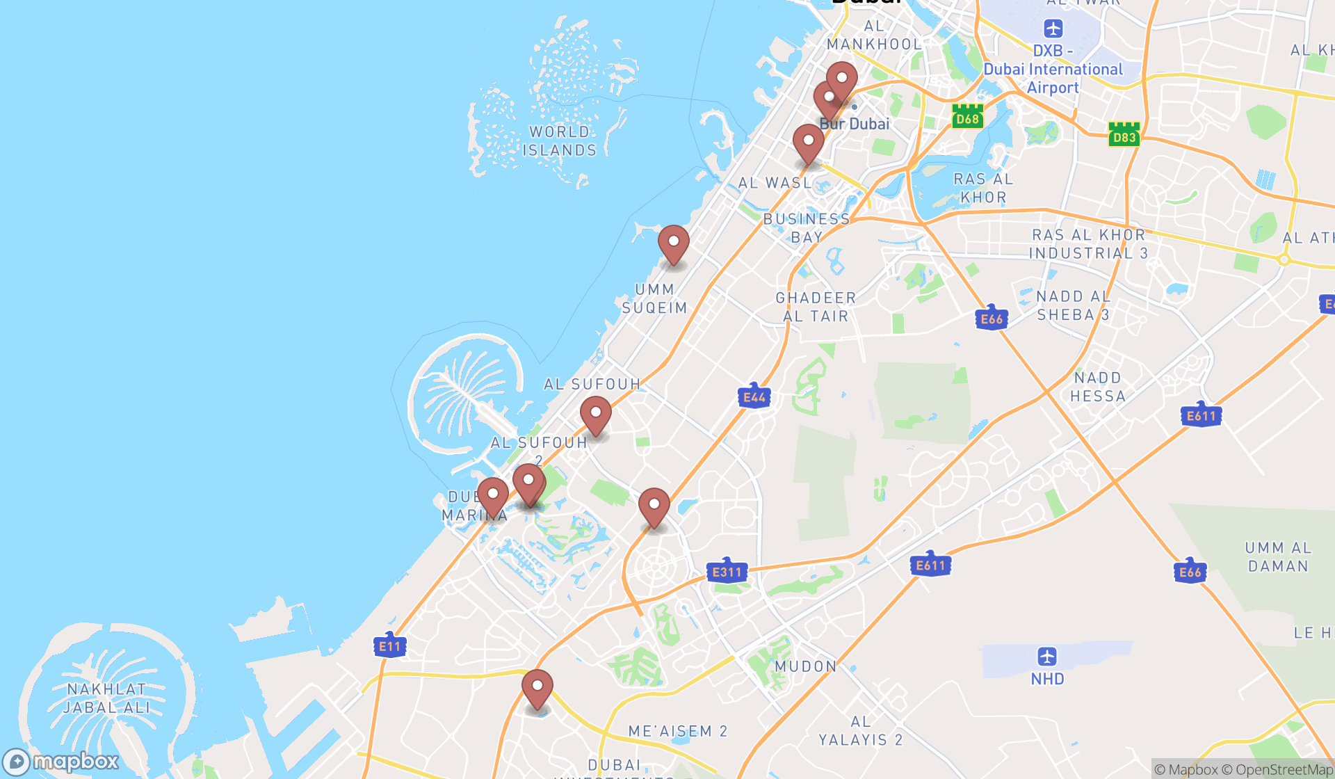Map showing the ranked hypnotherapy services in Dubai, Dubai