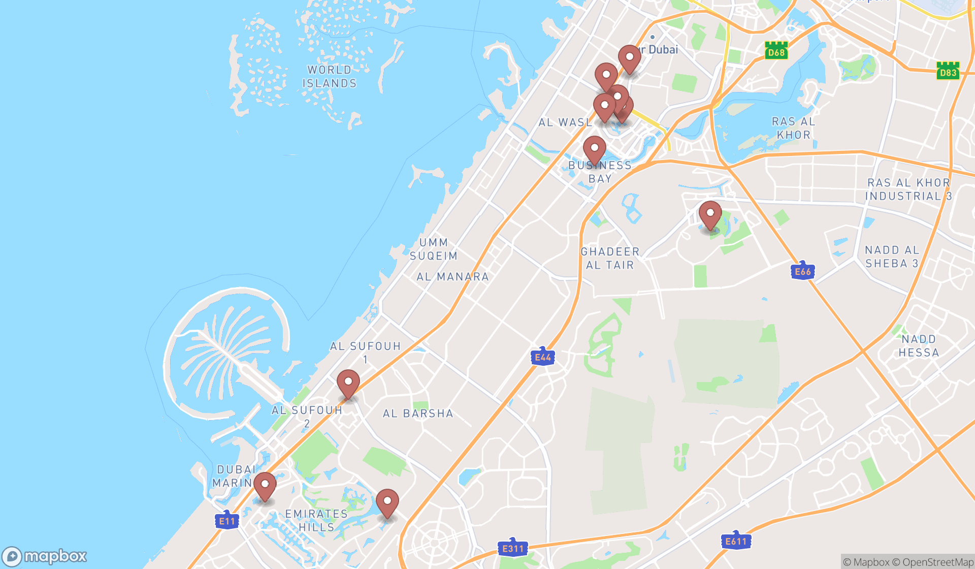 Map showing the ranked image consultants in Dubai, Dubai
