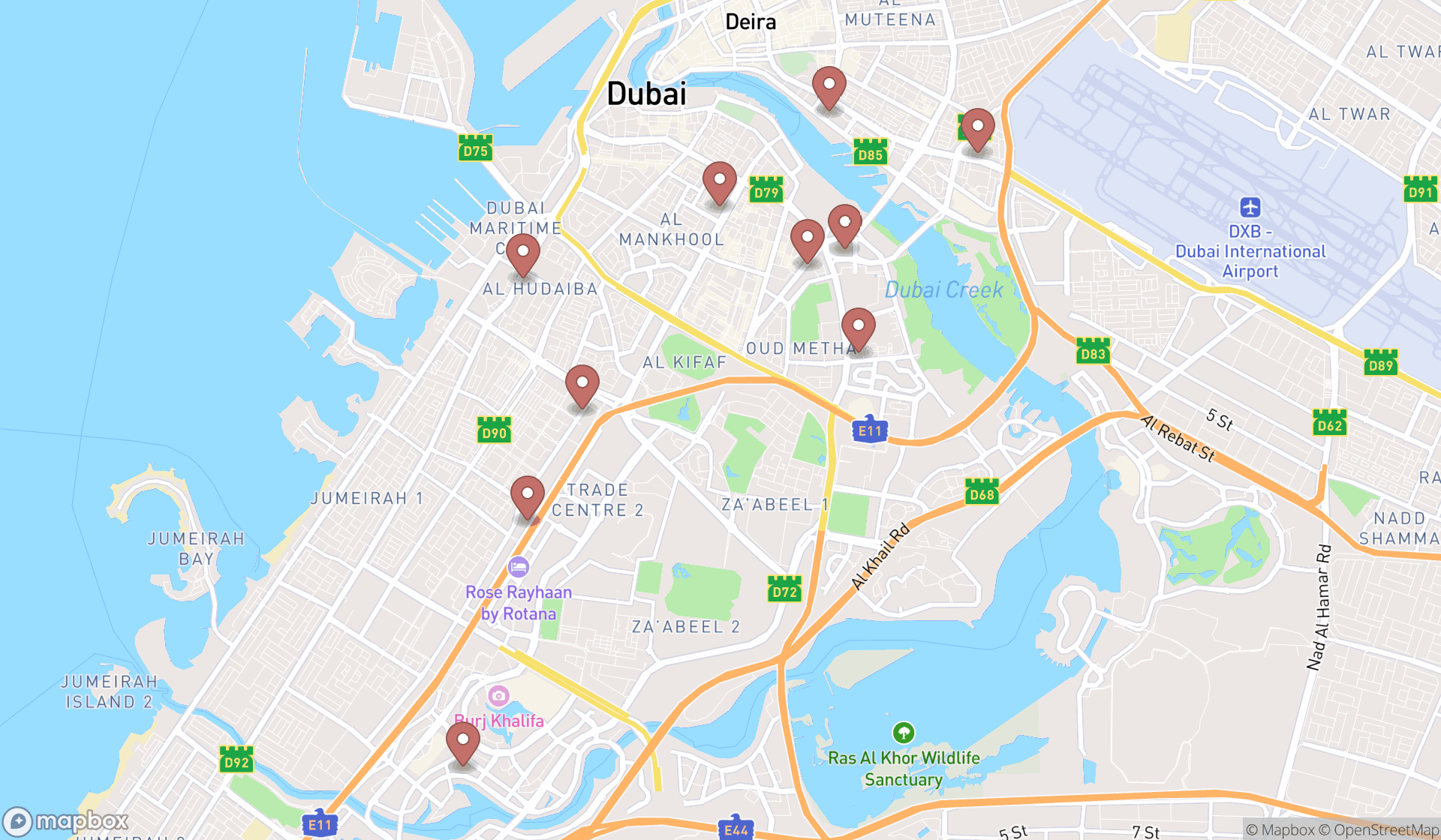 Map showing the ranked immigration attorneys in Dubai, Dubai
