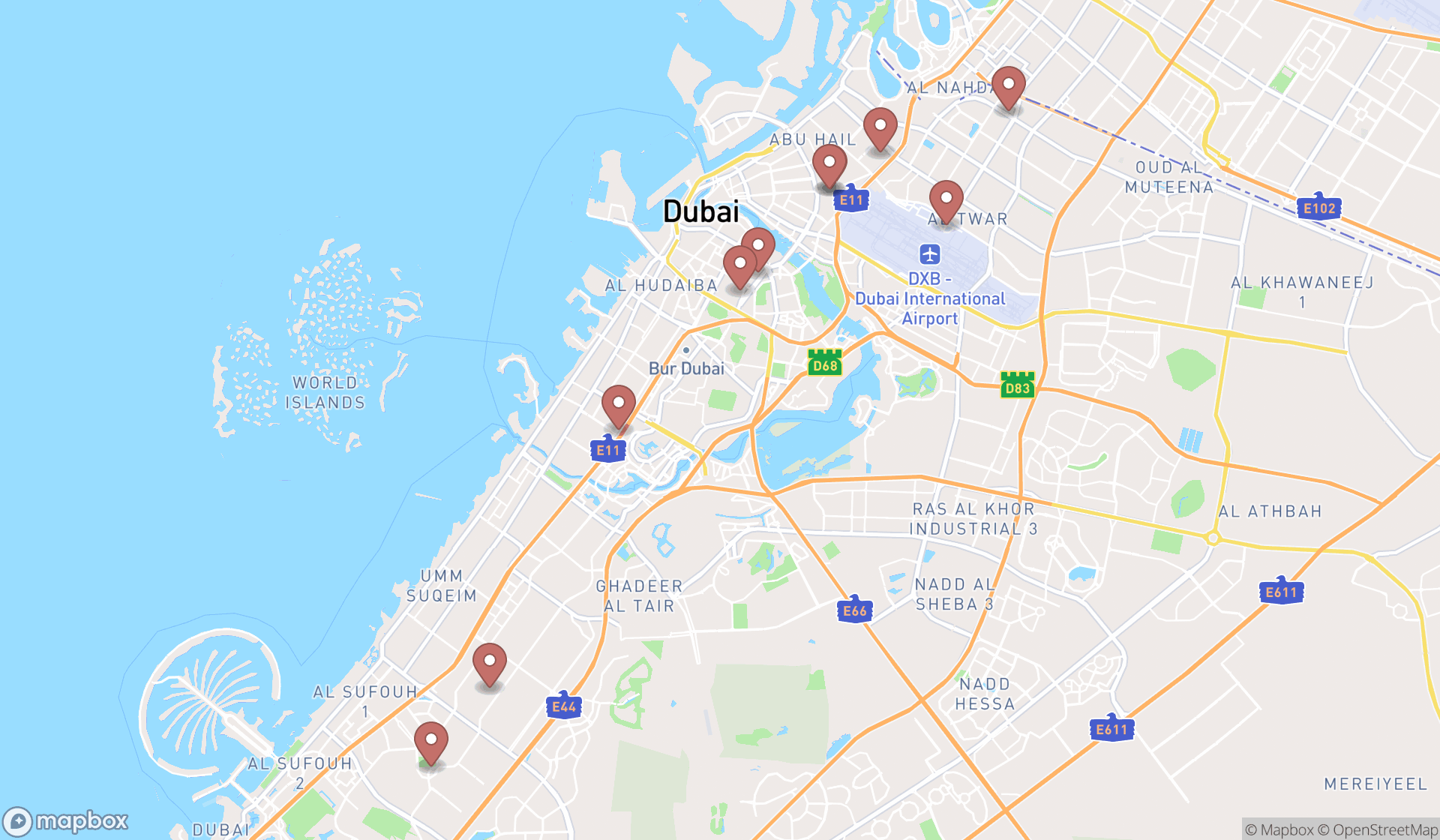 Map showing the ranked immigration & naturalization services in Dubai, Dubai