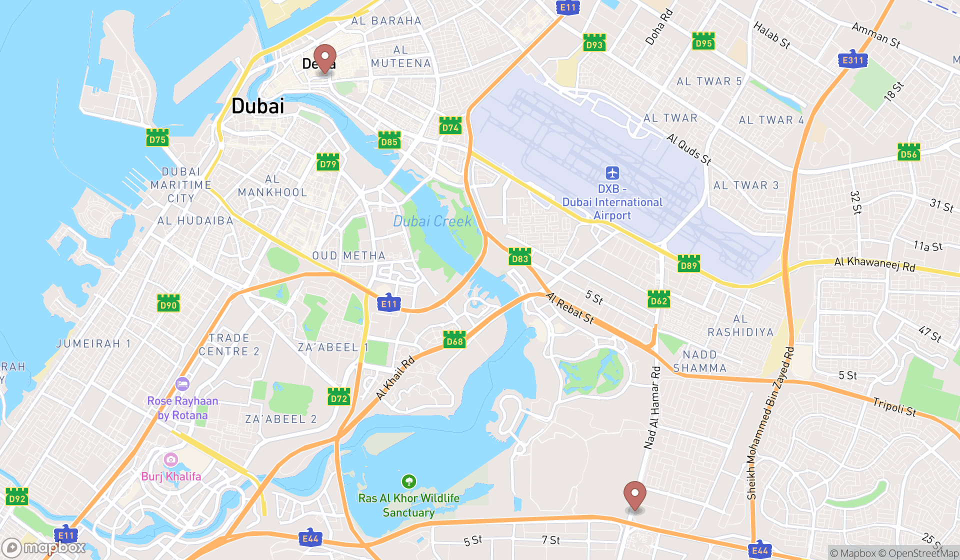 Map showing the ranked indian motorcycle dealers in Dubai, Dubai