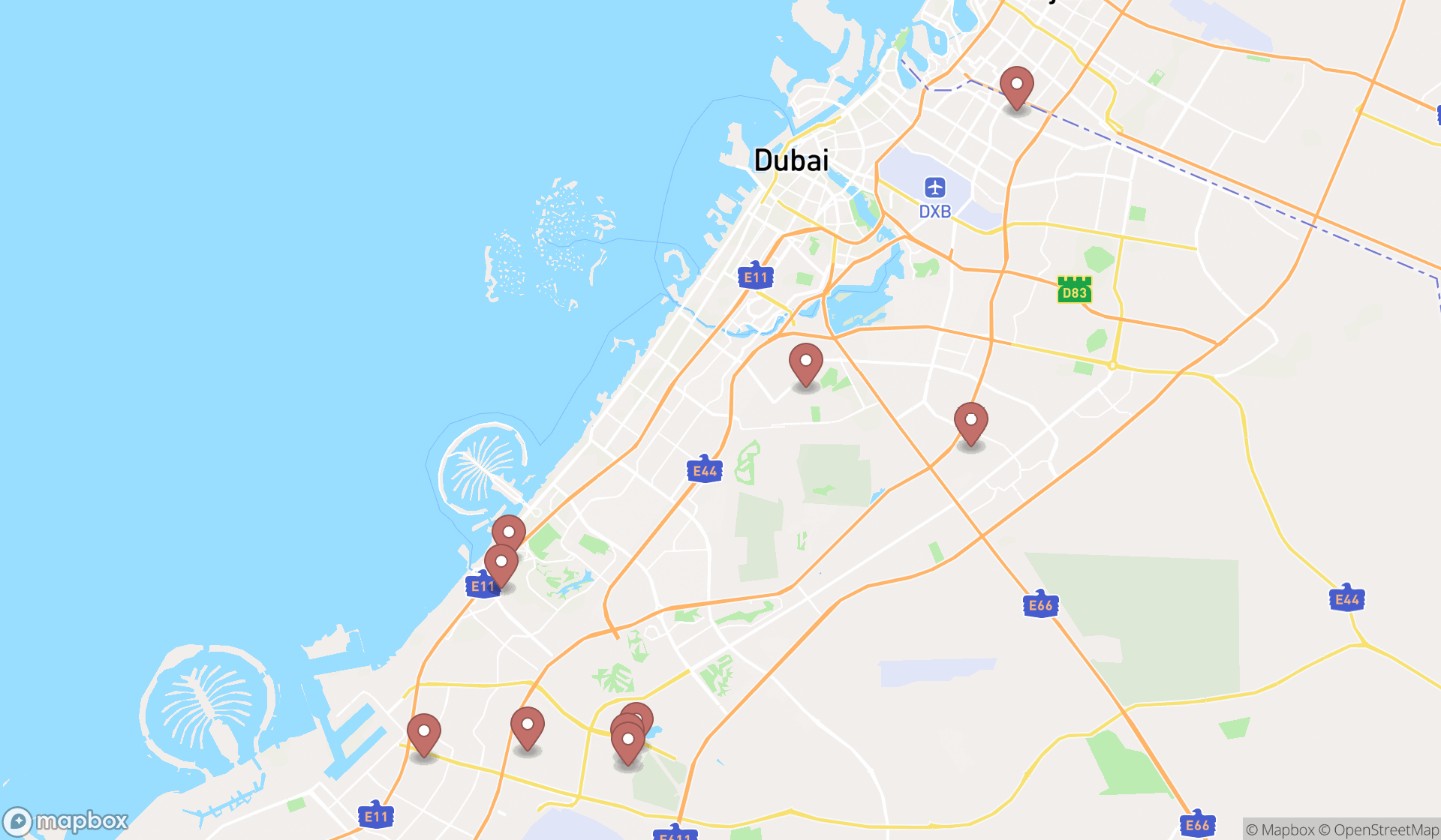 Map showing the ranked industrial consultants in Dubai, Dubai