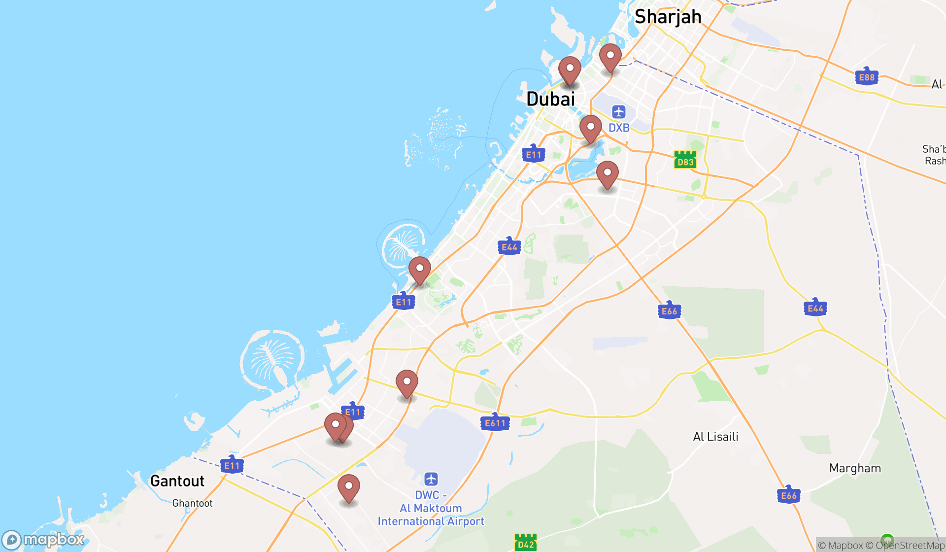 Map showing the ranked industrial engineers in Dubai, Dubai