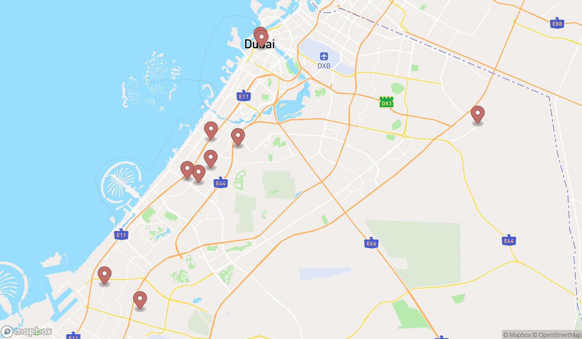 Map showing the ranked industrial technical engineers associations in Dubai, Dubai