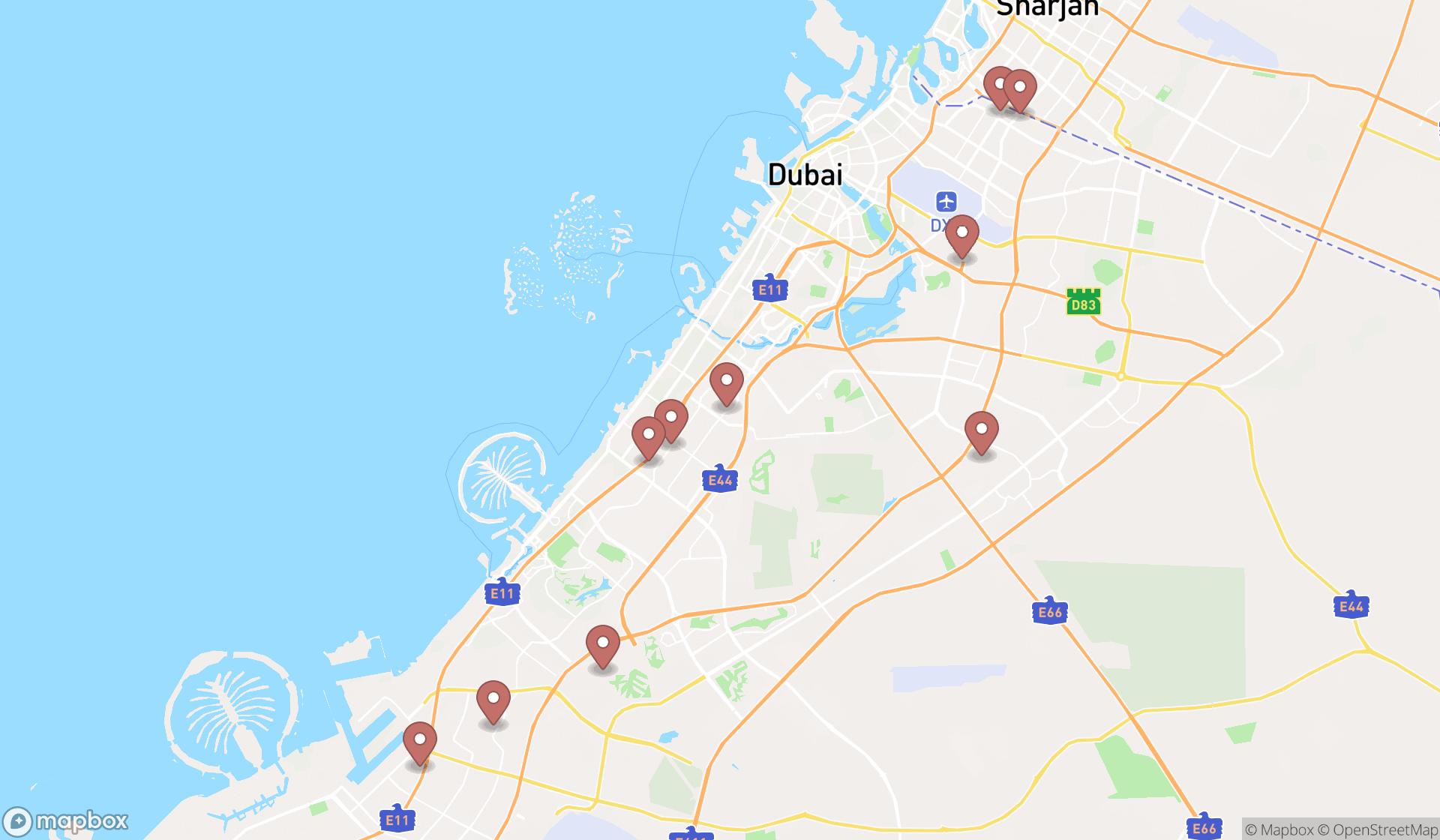 Map showing the ranked industrial vacuum equipment suppliers in Dubai, Dubai