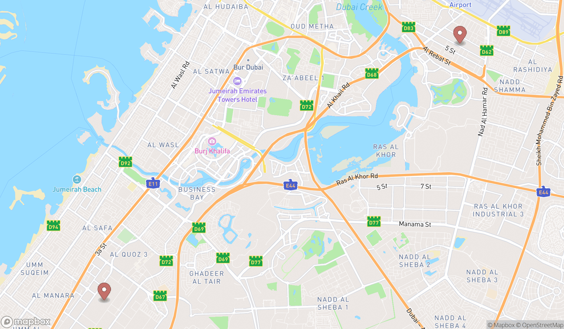 Map showing the ranked industries in Dubai, Dubai