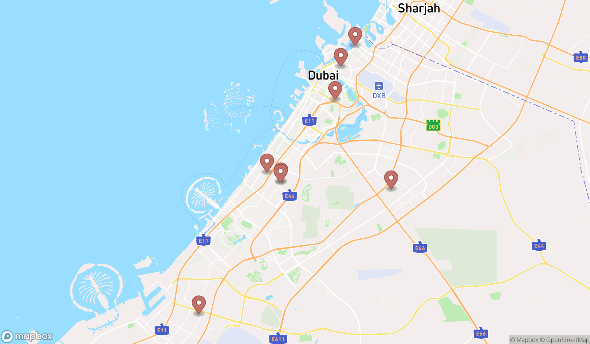 Map showing the ranked insulator suppliers in Dubai, Dubai