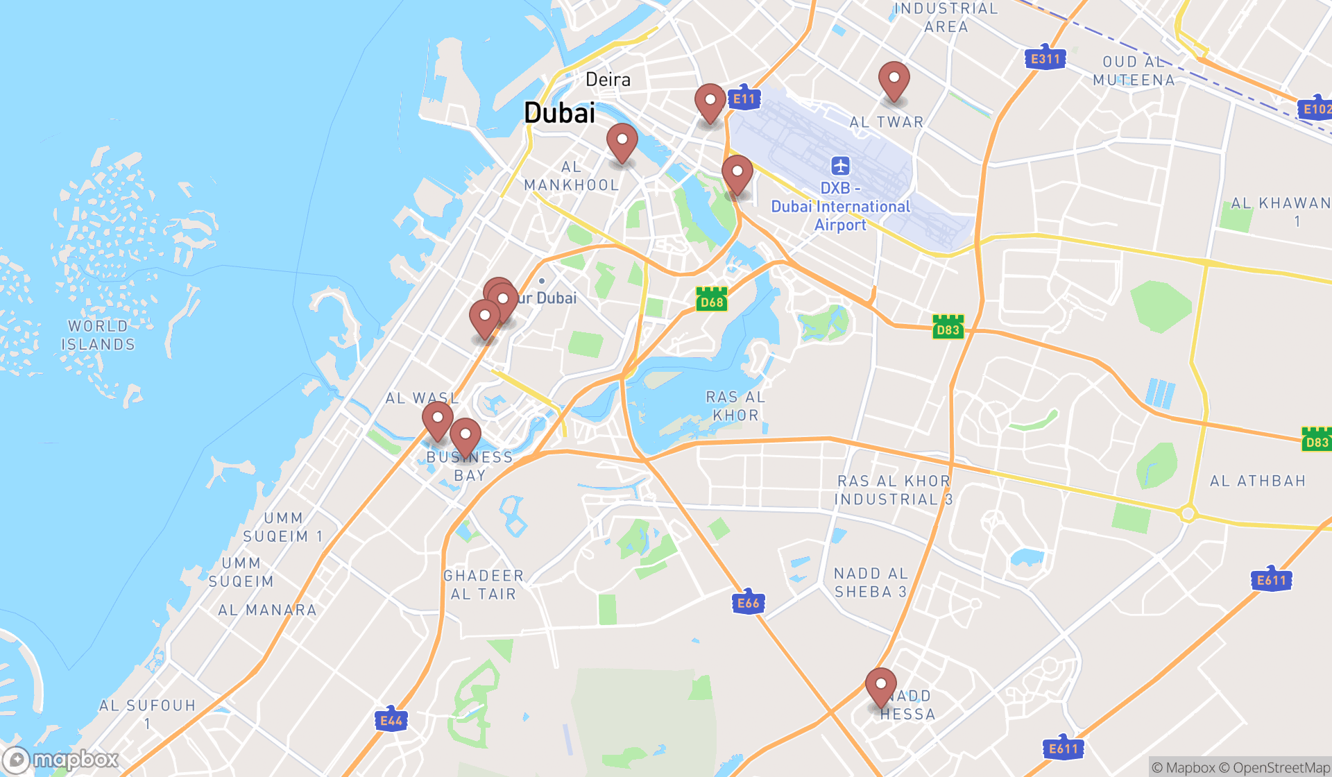 Map showing the ranked intellectual property registries in Dubai, Dubai
