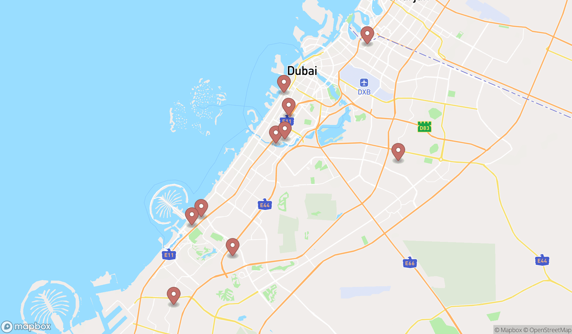 Map showing the ranked internet service providers in Dubai, Dubai