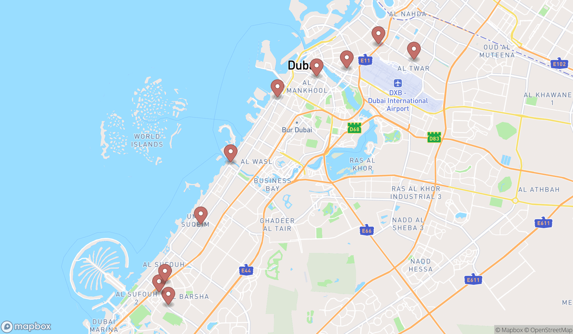 Map showing the ranked iv therapy services in Dubai, Dubai