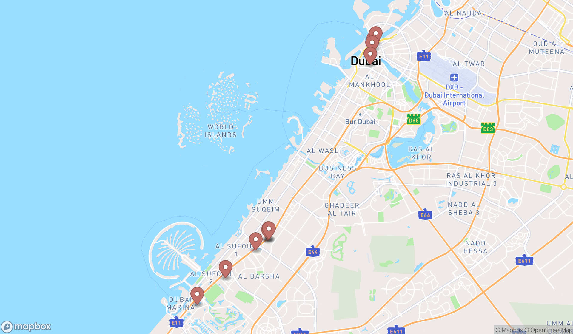 Map showing the ranked jewelry appraisers in Dubai, Dubai