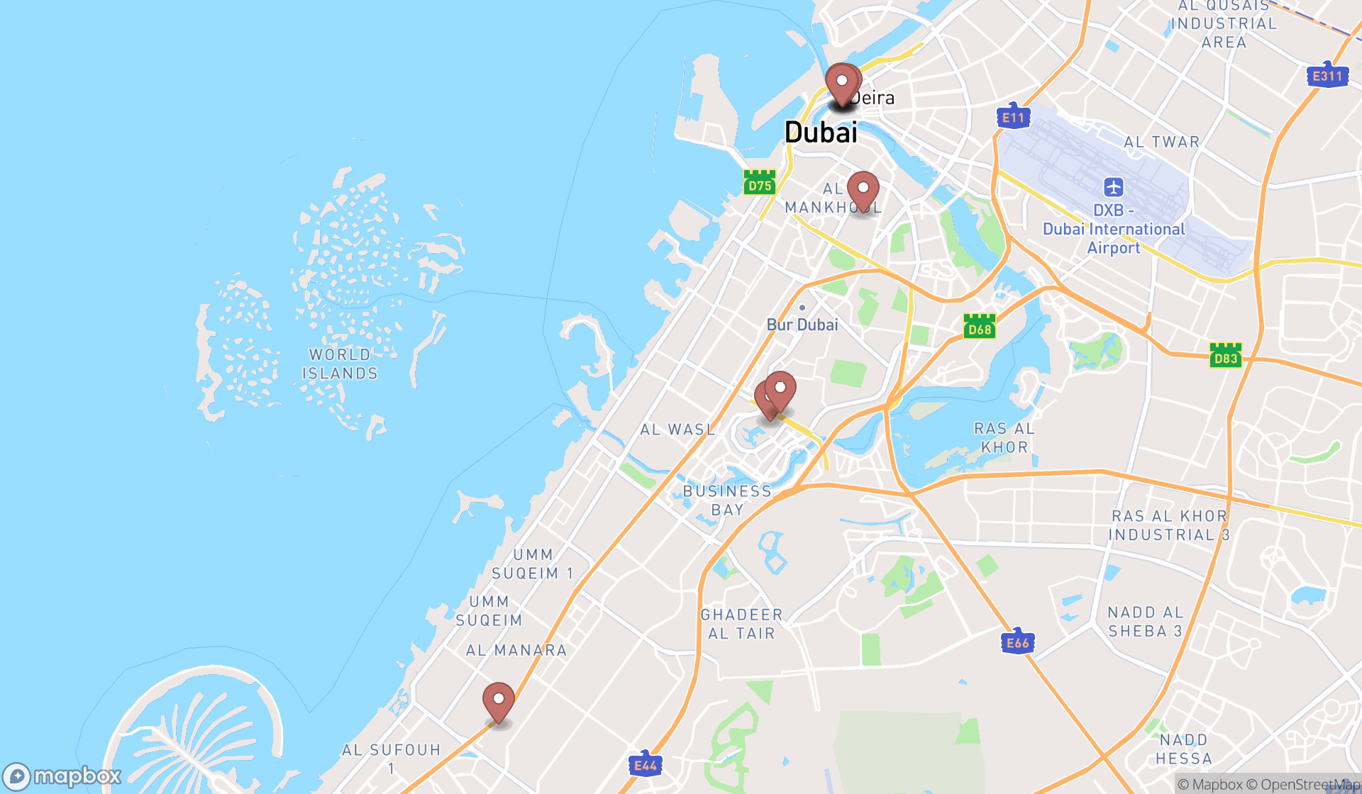 Map showing the ranked jewelry engravers in Dubai, Dubai