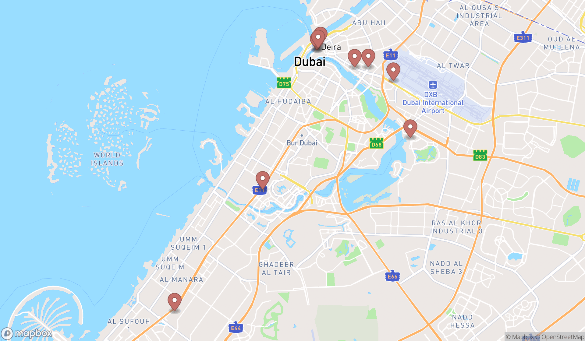Map showing the ranked jewelry manufacturers in Dubai, Dubai
