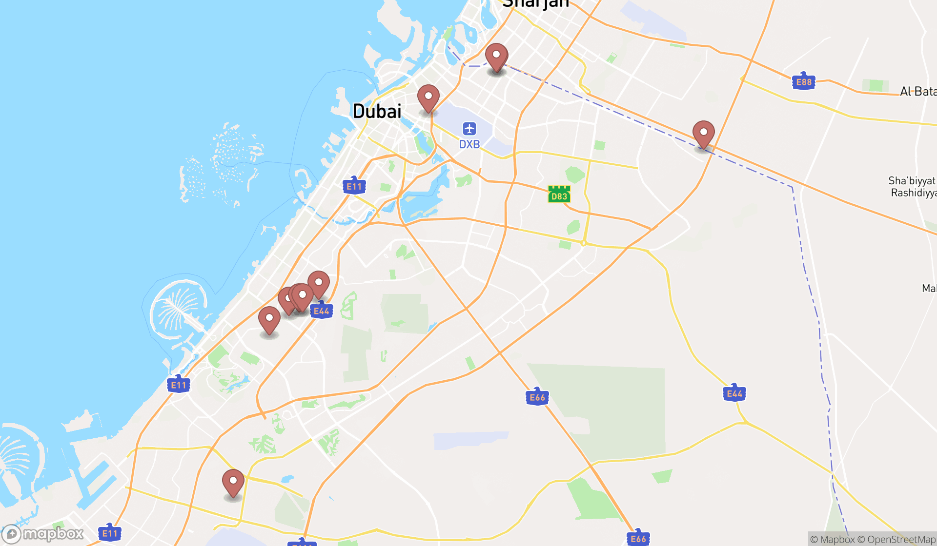 Map showing the ranked joiners in Dubai, Dubai