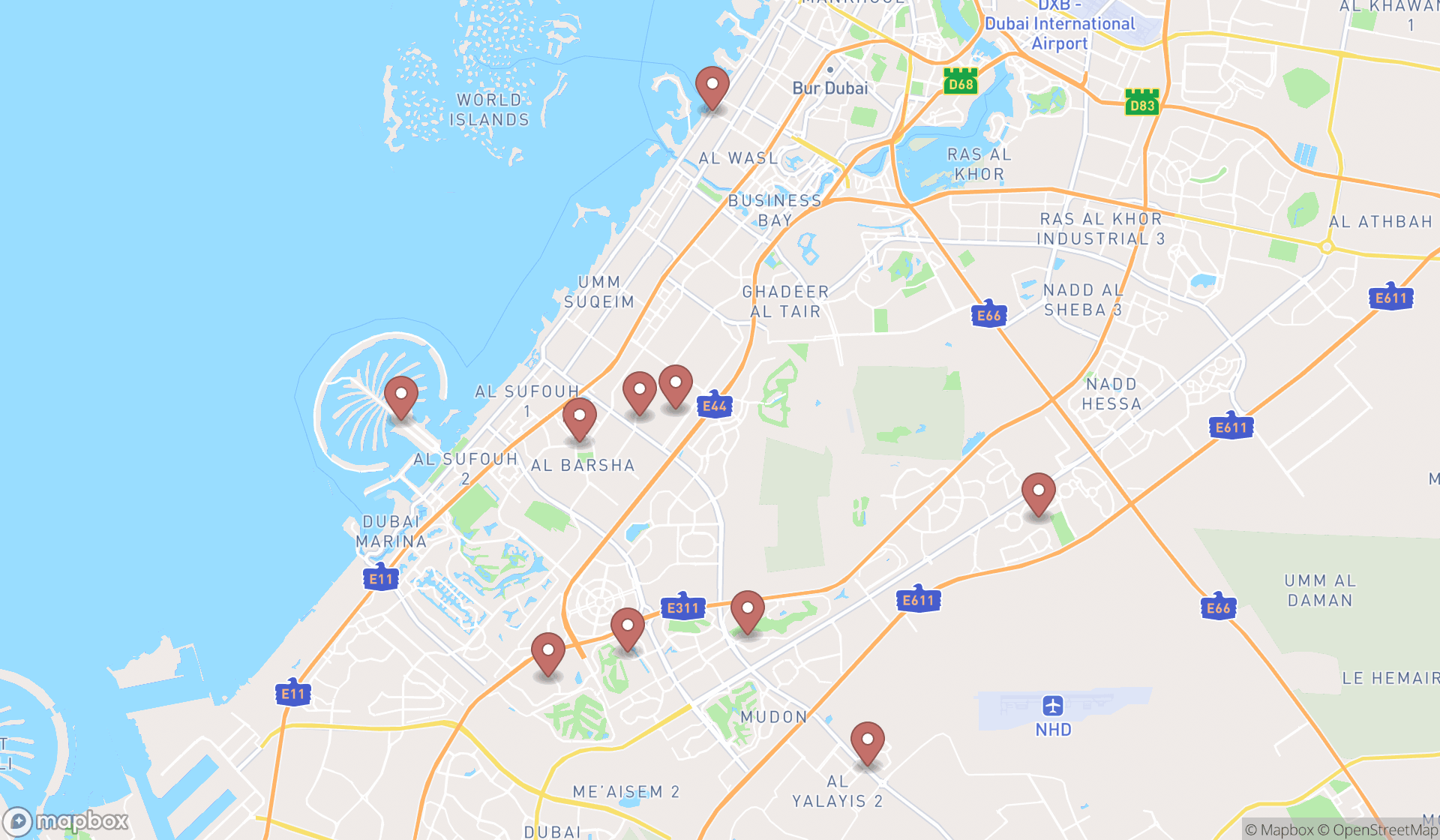 Map showing the ranked junk removal services in Dubai, Dubai