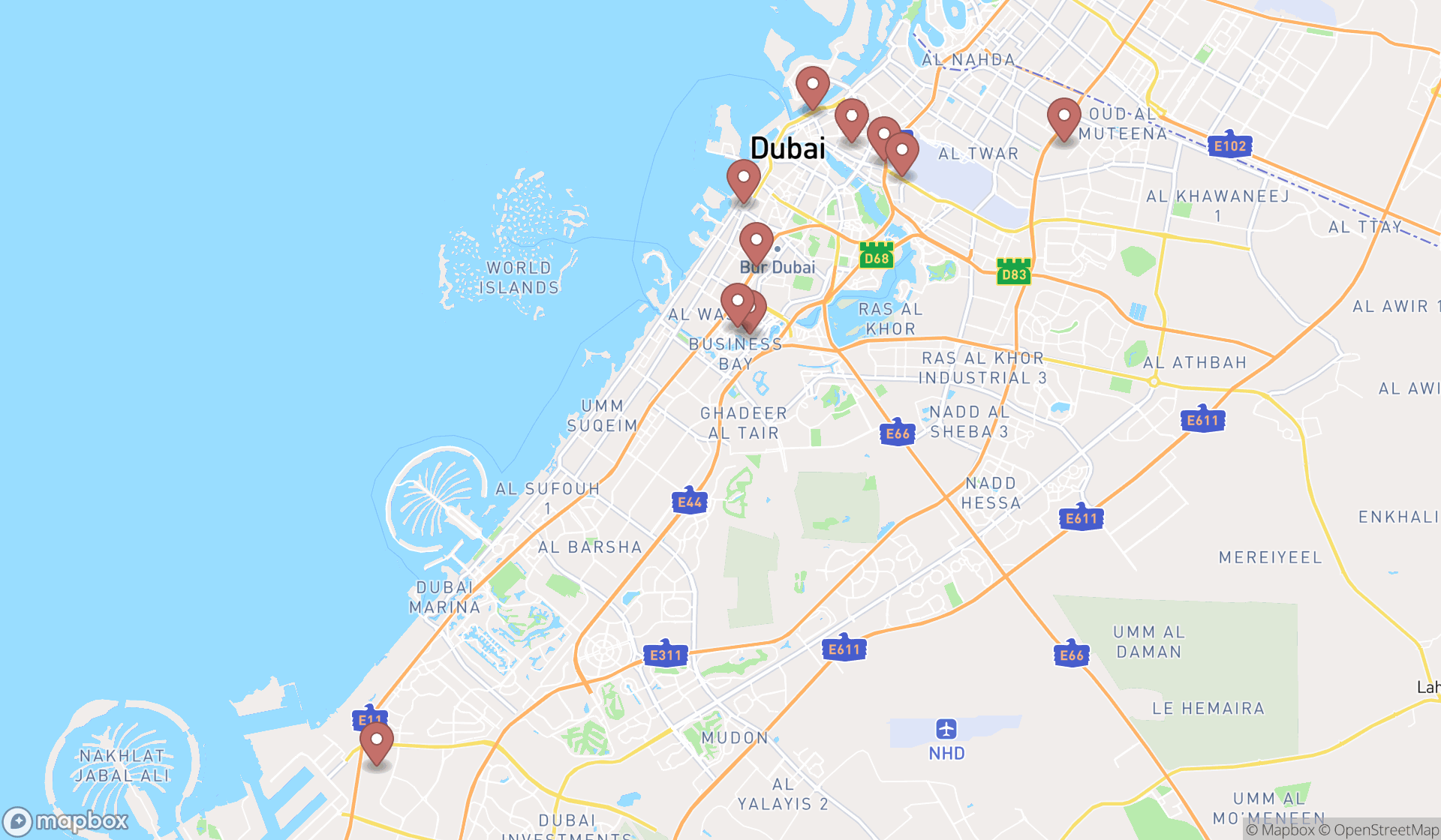 Map showing the ranked labor relations attorneys in Dubai, Dubai