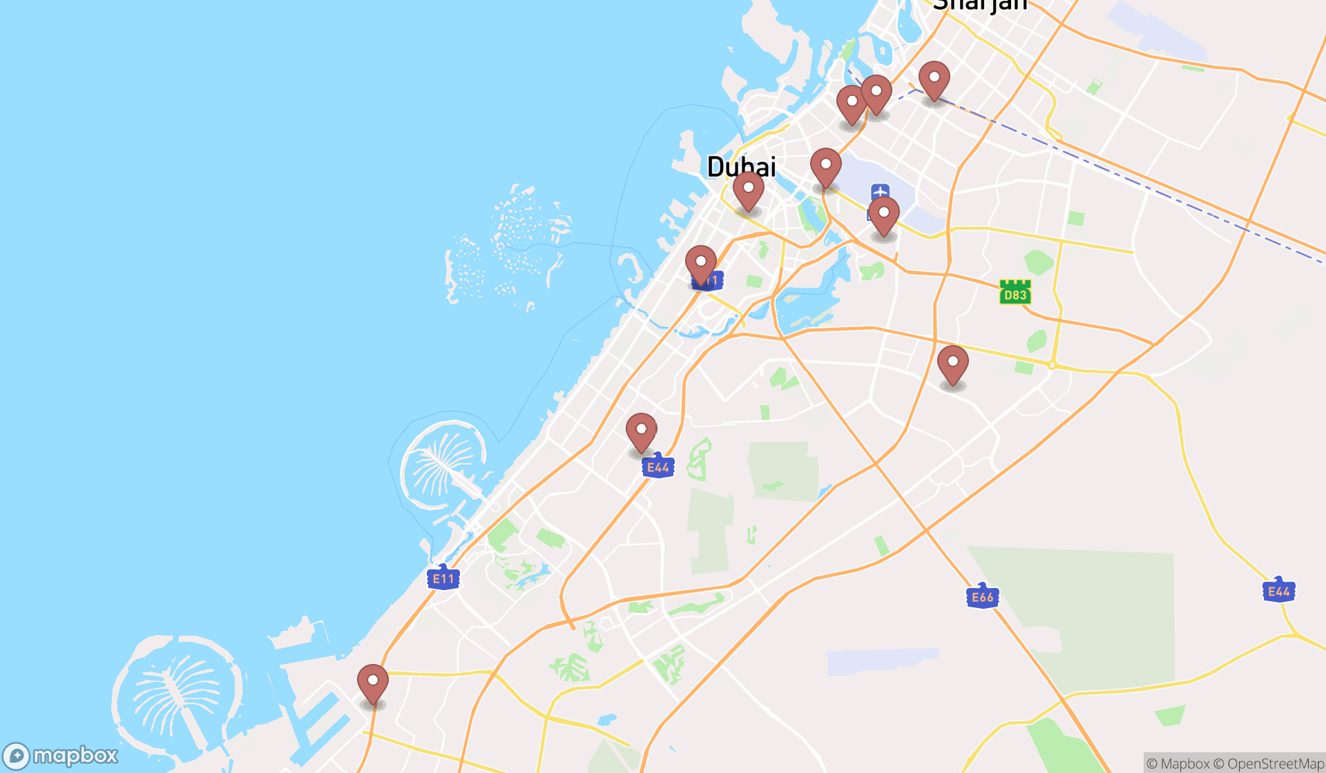 Map showing the ranked laboratory equipment suppliers in Dubai, Dubai